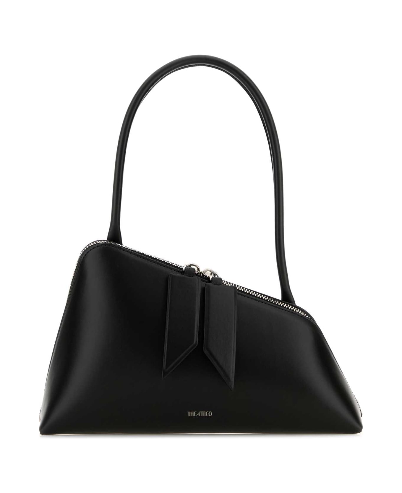 The Attico Black Leather Sunrise Shoulder Bag - Black