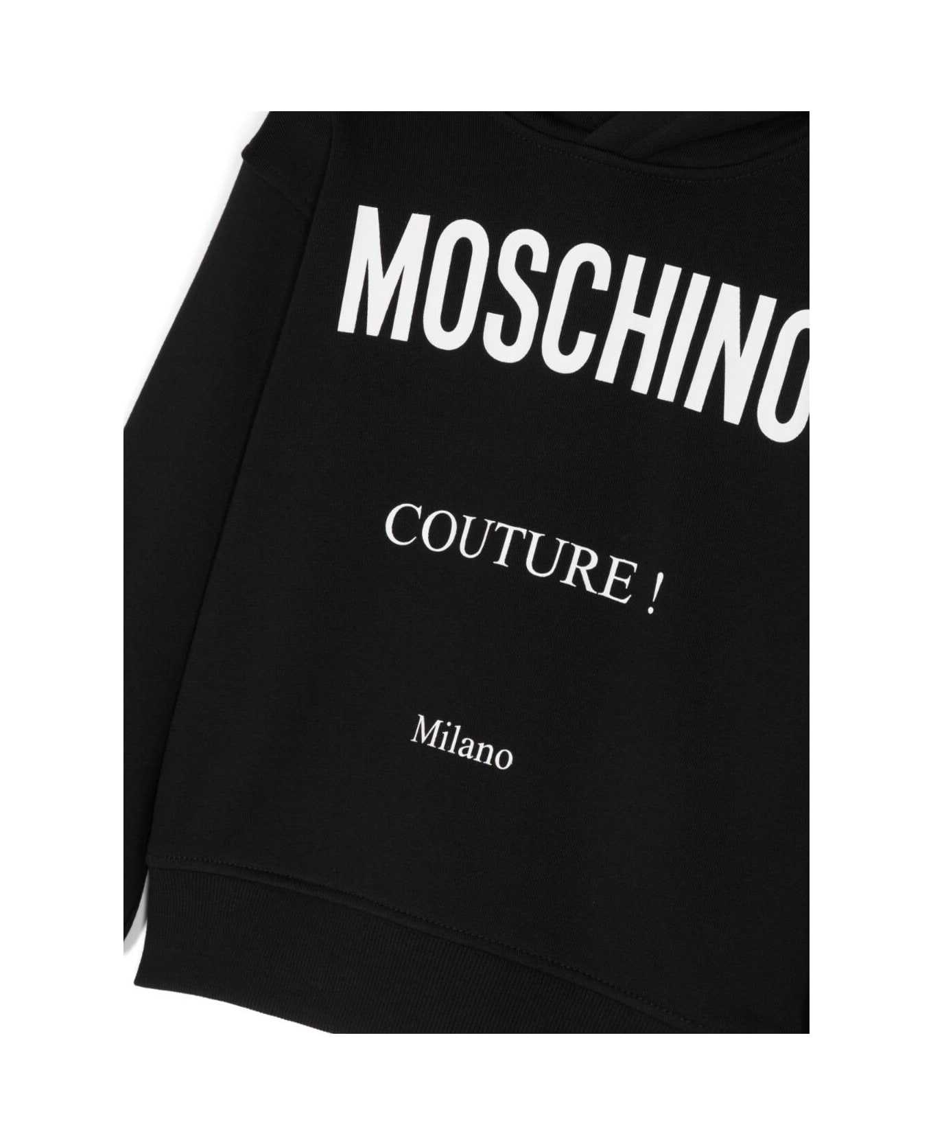 Moschino Black Hoodie With Contrasting Maxi Logo In Cotton Boy