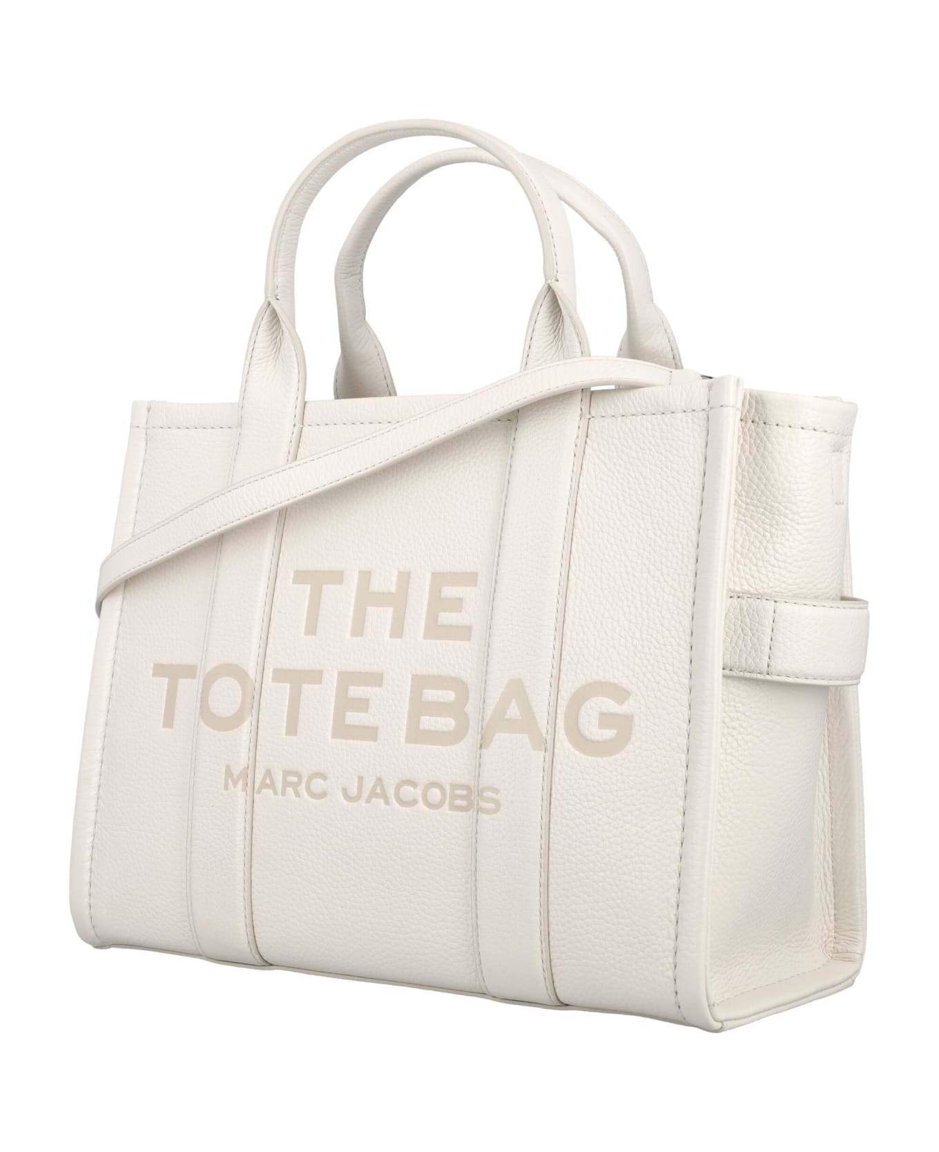 Marc Jacobs The Leather Medium Tote Bag - COTTON SILVER トートバッグ