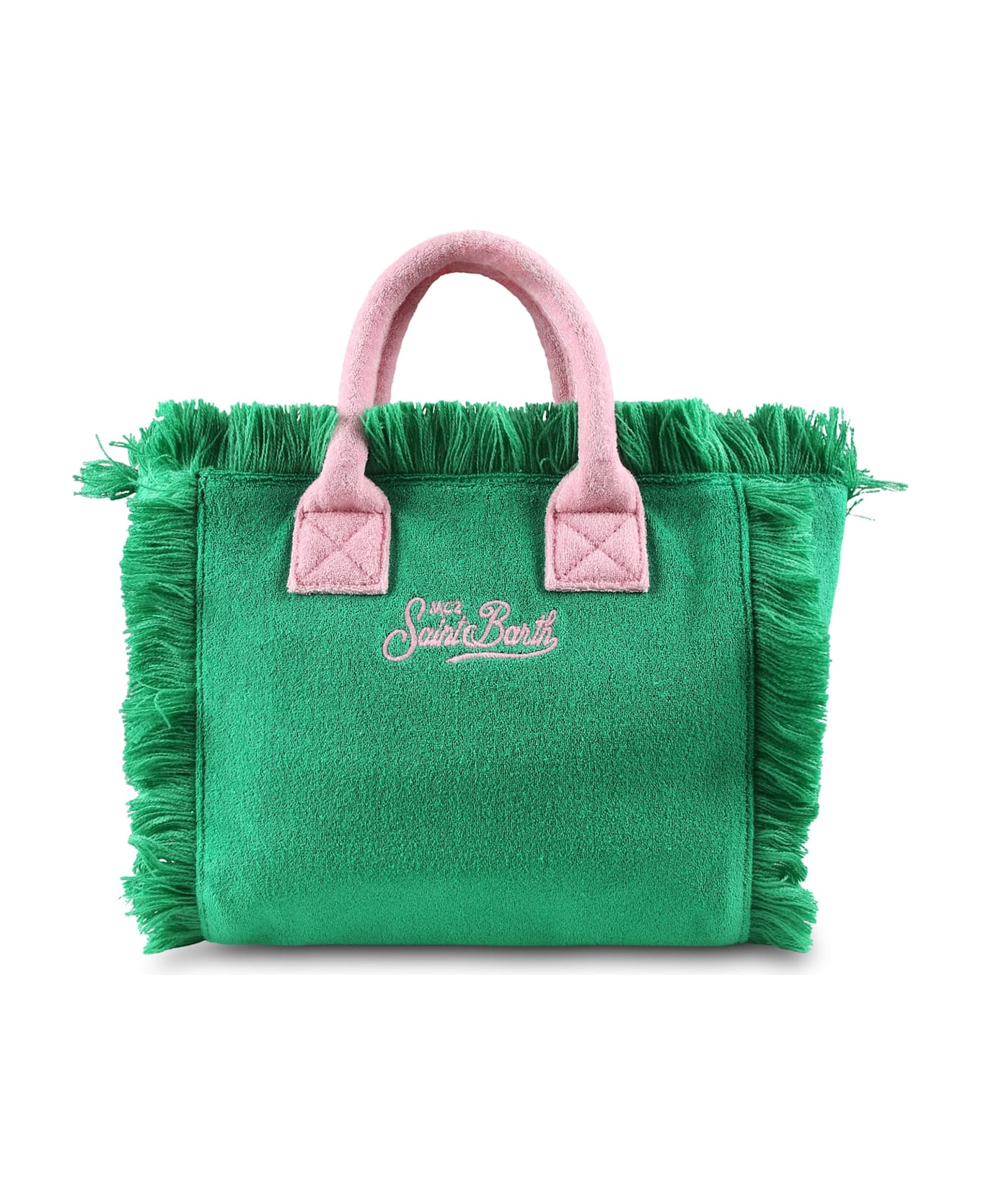 MC2 Saint Barth Green Beach Bag For Girl With Logo - Green