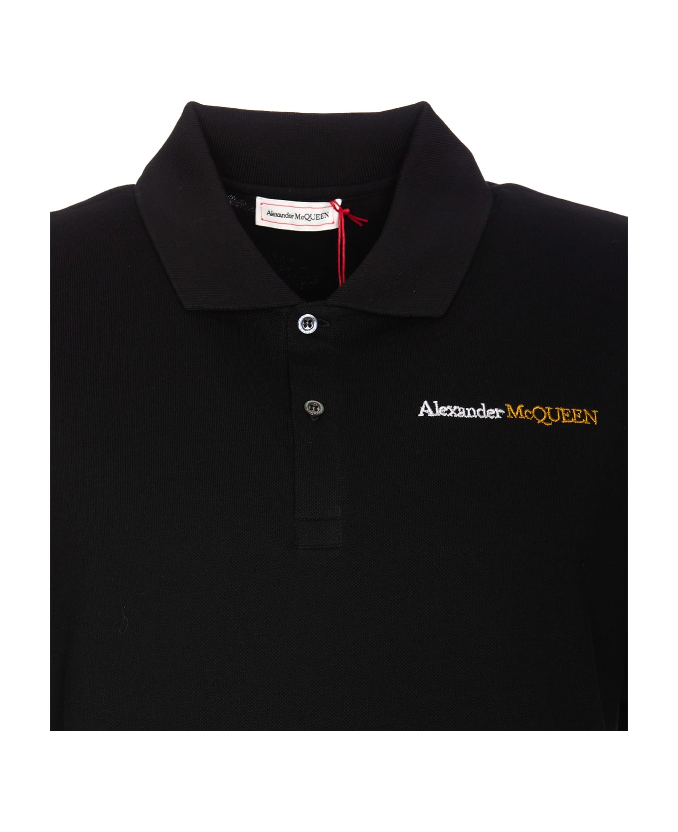 Alexander McQueen Logo Embroidered Polo Shirt - Black ポロシャツ