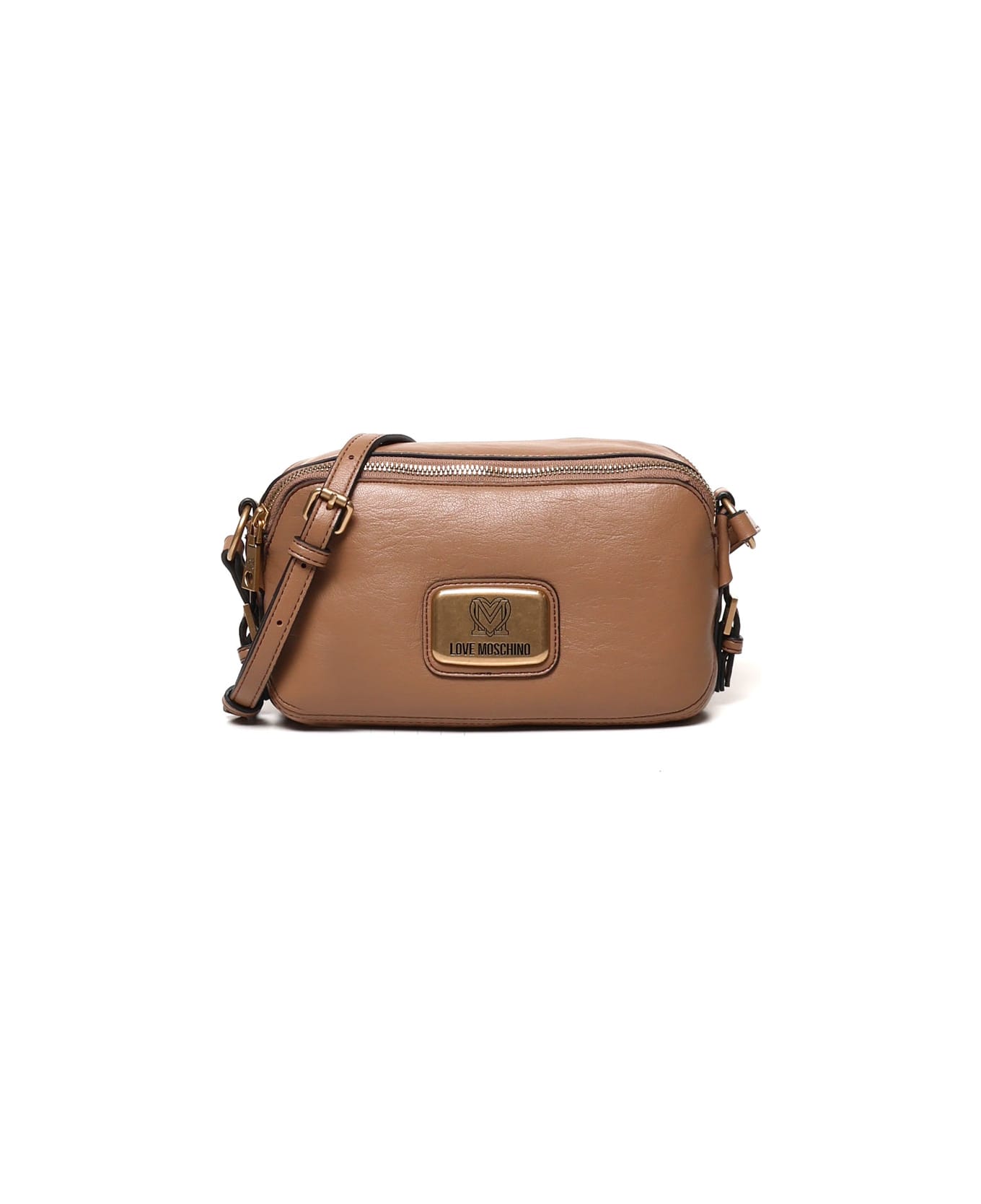 Love Moschino Camera Bag Soft In Leather - CHESTNUT