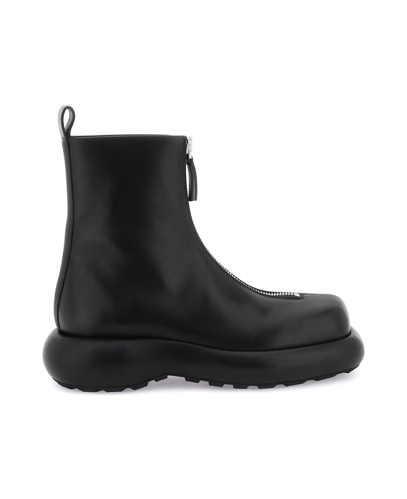 Jil Sander Zippered Leather Ankle Boots - BLACK (Black)
