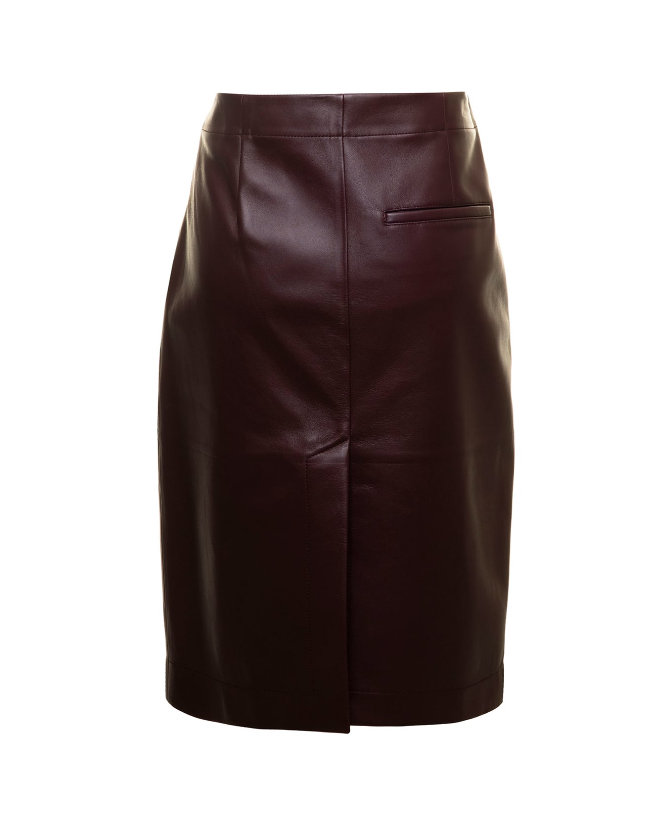 Bottega Veneta Pencil Leather Skirt - Bordeaux