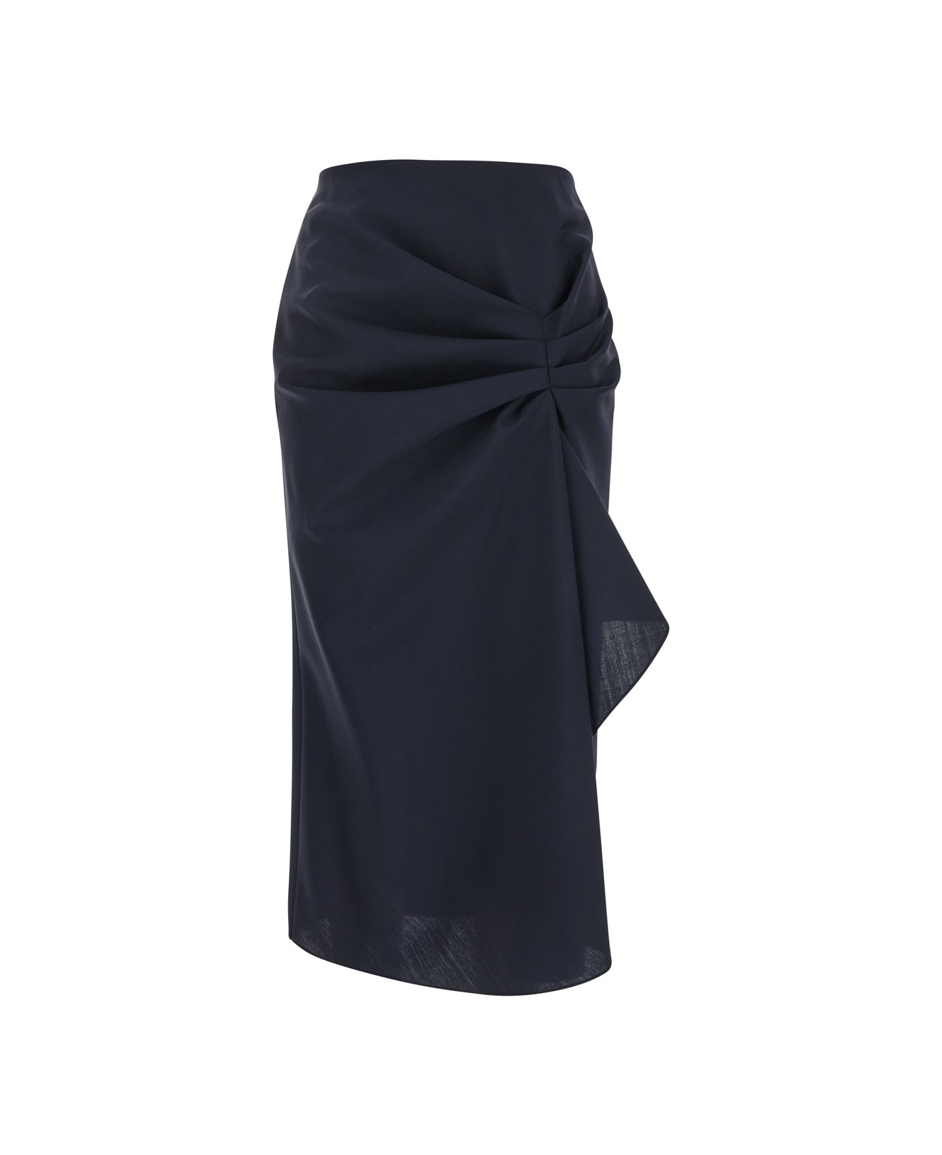 Alexander McQueen Blue Skirt With Asymmetric Design And Front Seam With Pleats In Wool And Mohair Blend Woman - Blu