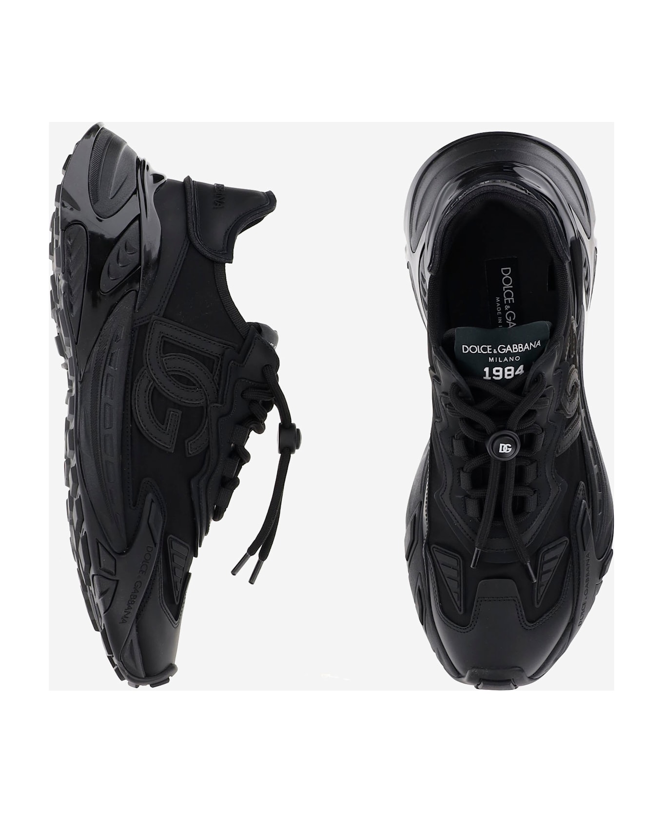Dolce 
Gabbana Chunky Sneakers With Embroidered Logo - Black