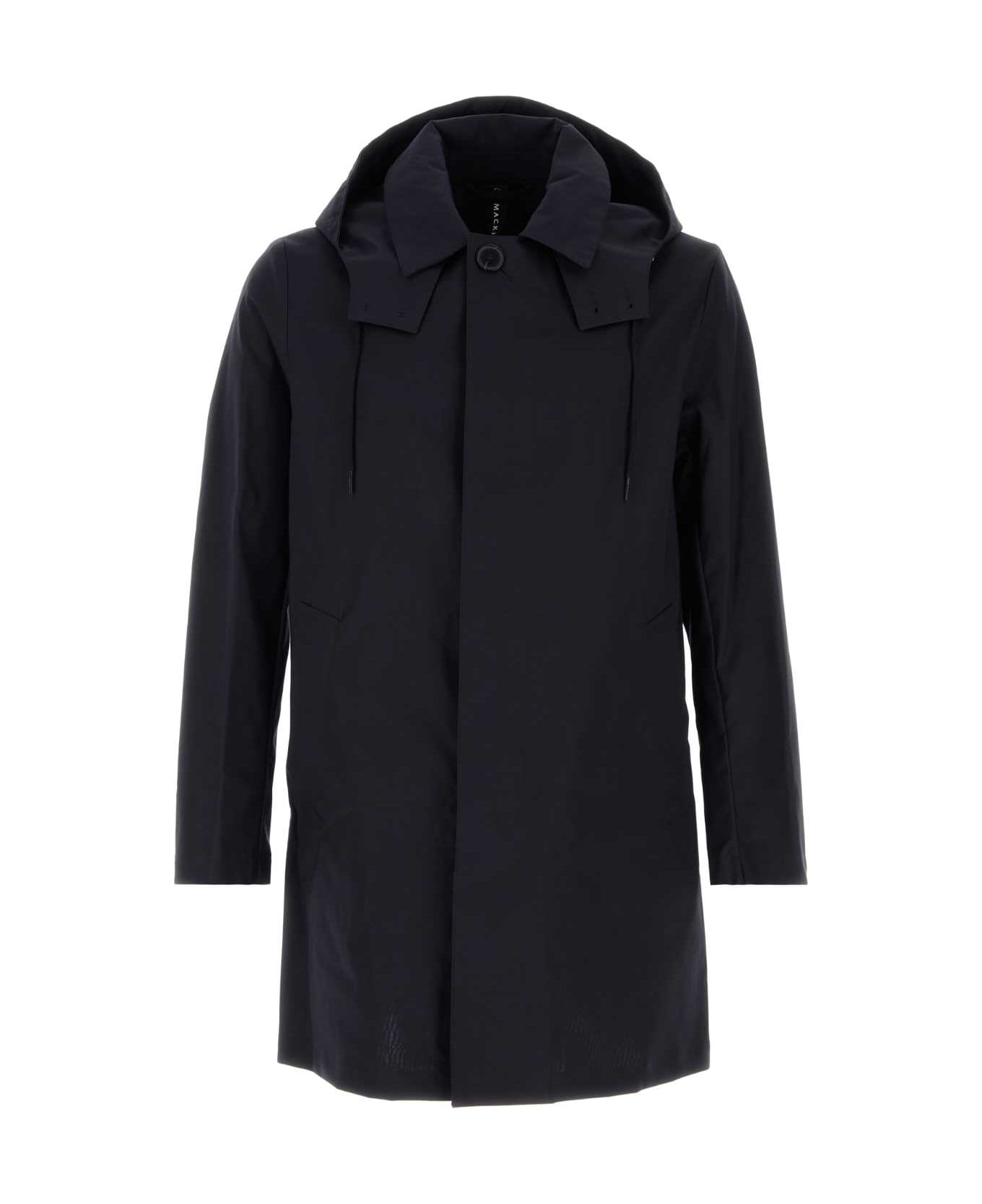 Mackintosh Navy Blue Cotton Cambridge Raincoat - NAVY