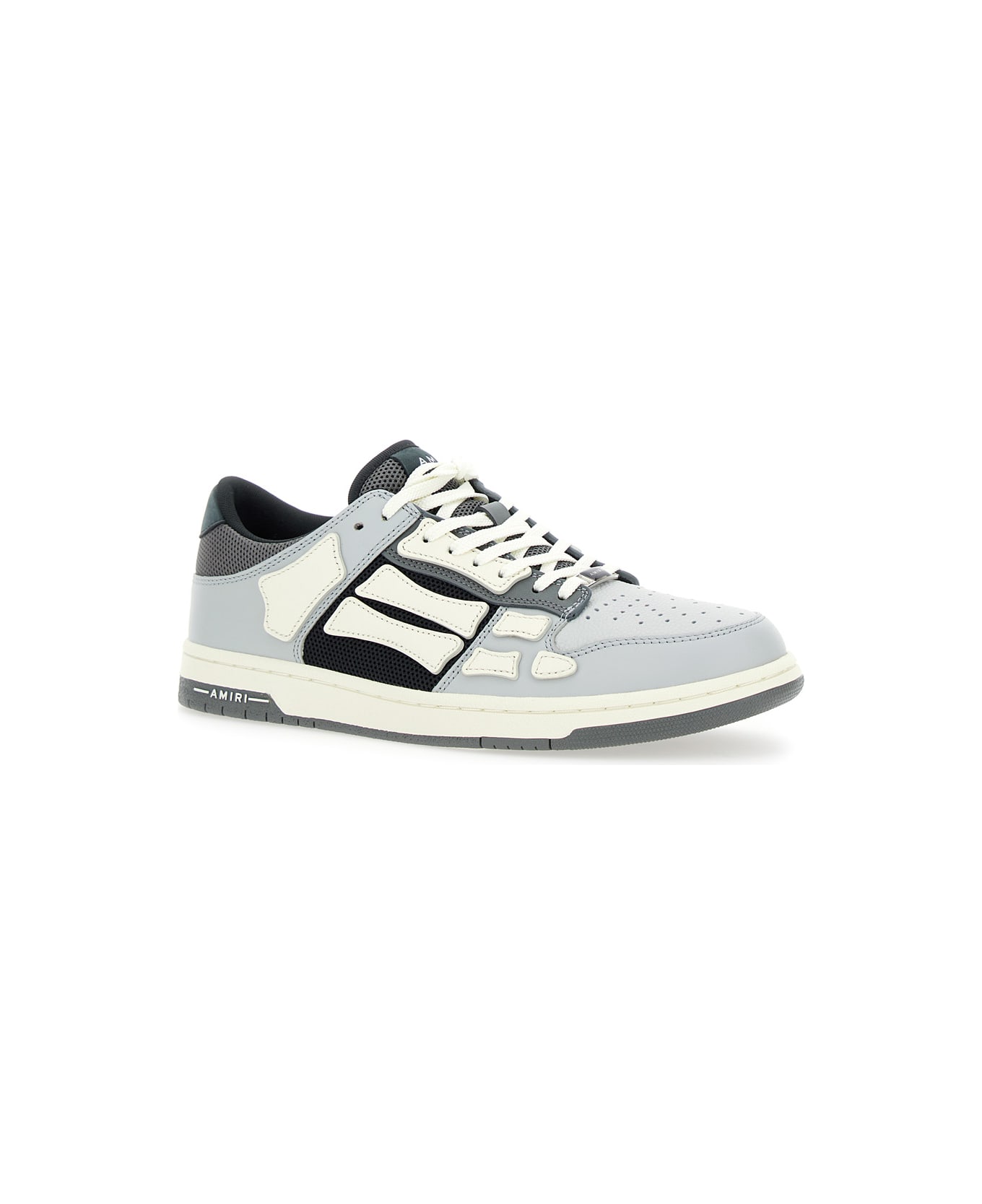 AMIRI Grey Low Top Sneakers With Panels In Leather Man - Multicolor