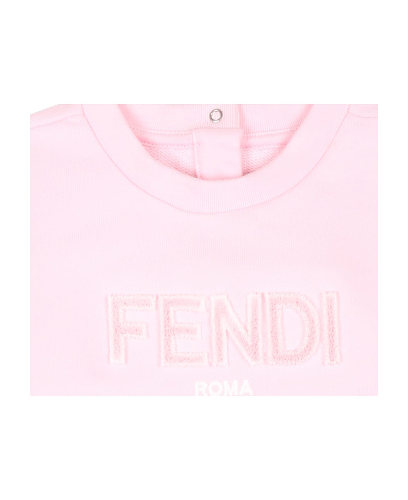 Fendi Pink Sweatshirt For Baby Girl With Logo - Pink