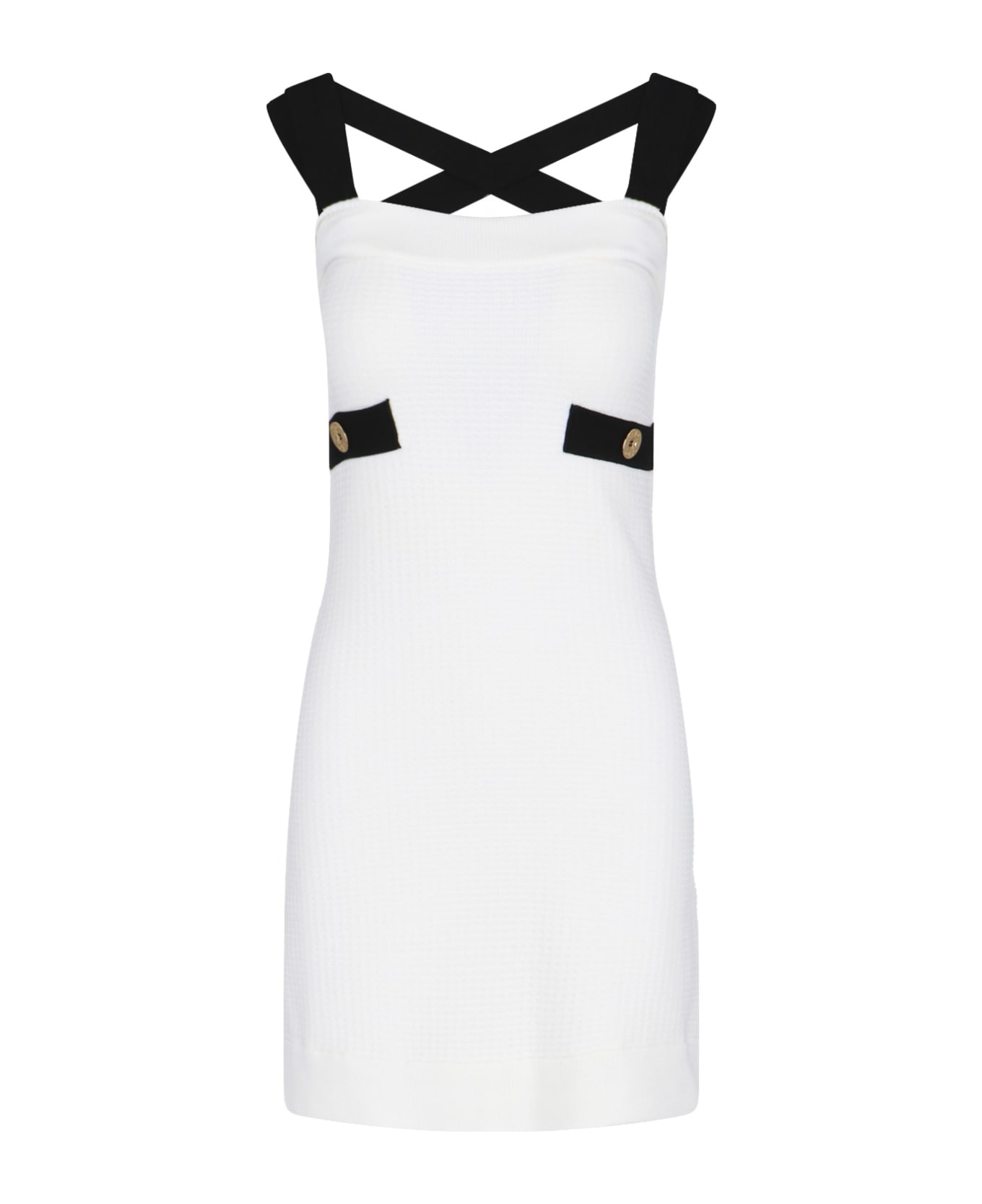 Patou Contrast Detail Mini Dress - White