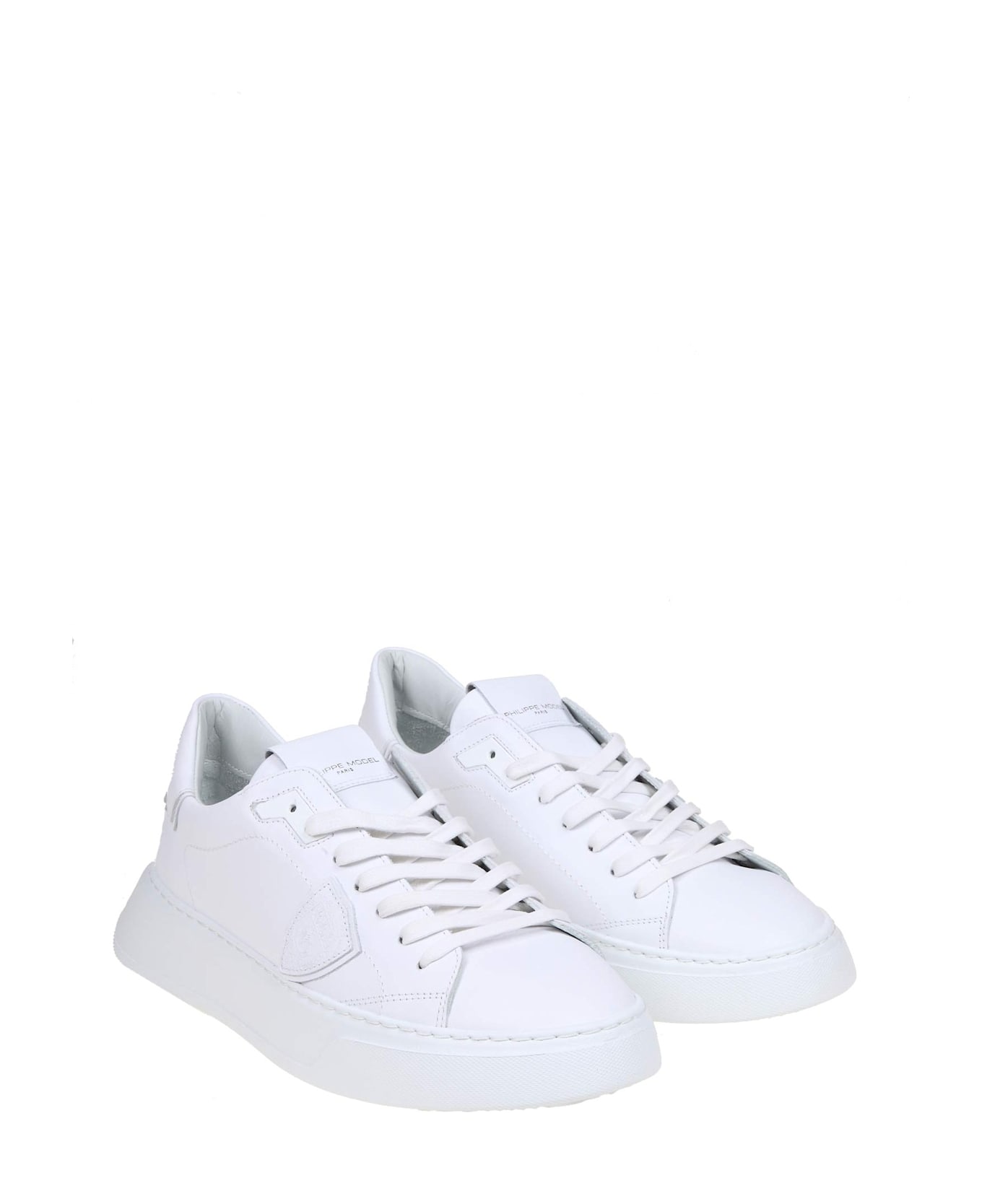 Philippe Model Temple Low Sneakers In White Leather - WHITE