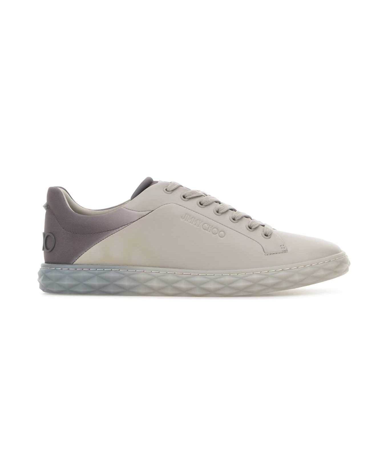 Jimmy Choo Grey Leather Diamond Light/m Sneakers - VASHSTORMMIX