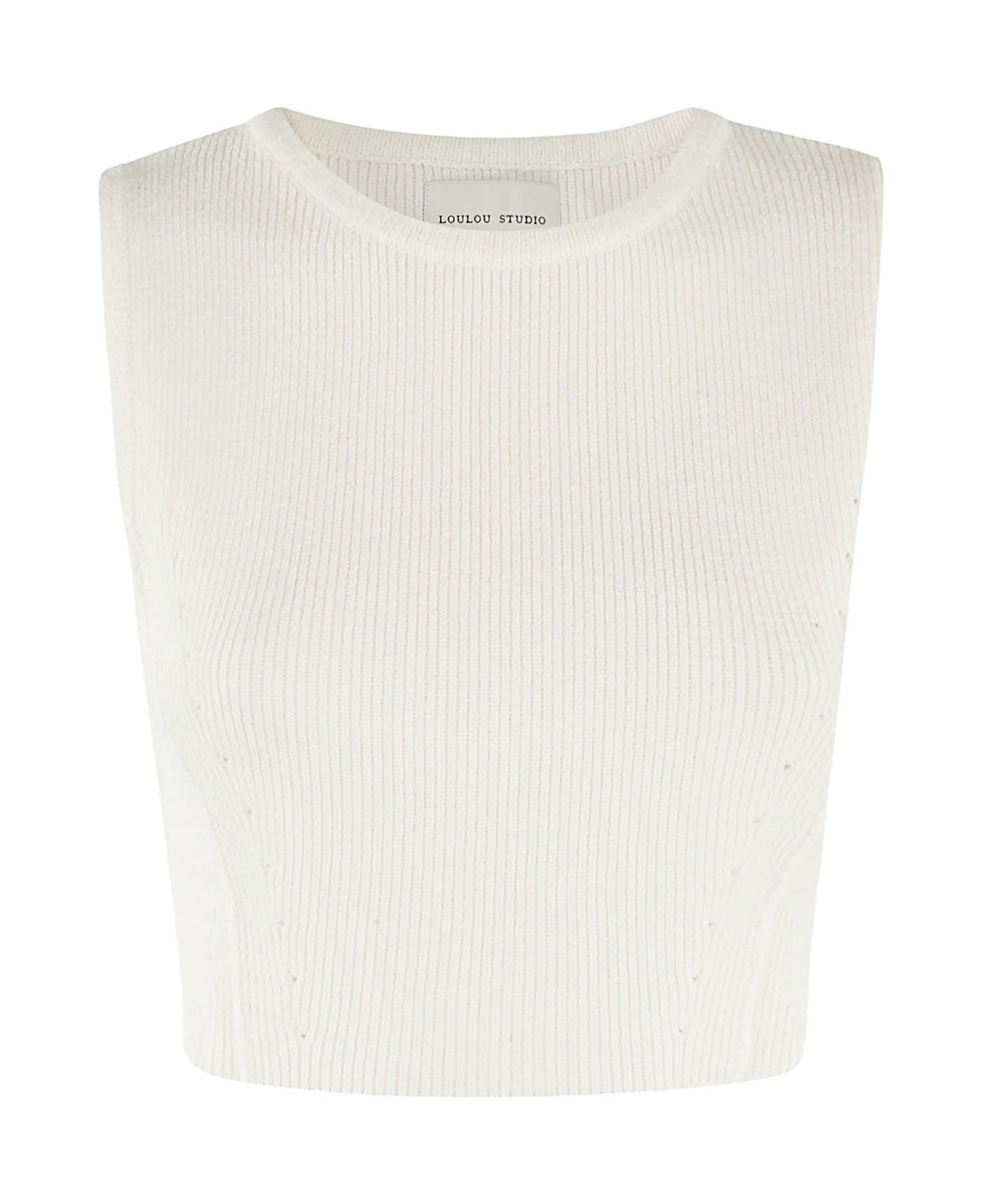 Loulou Studio Cropped Top - Rice Ivory