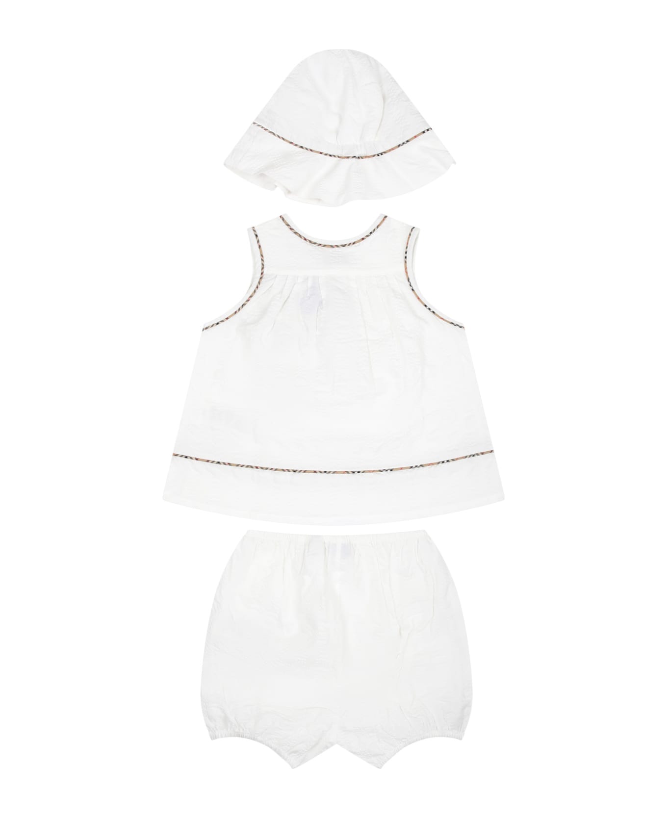 Burberry White Sports Suit For Baby Girl - White ボトムス