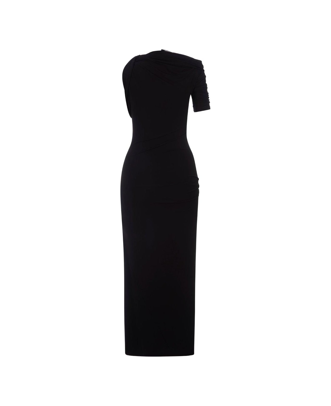 Jacquemus Asymmetrical Draped Dress - Black