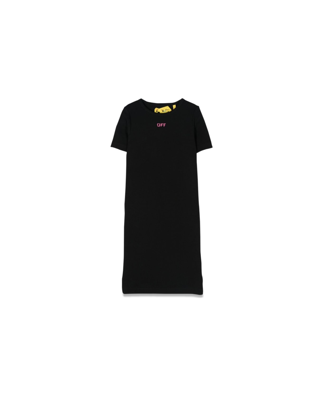 Off-White Off Print Plain Ribbed Dress - BLACK