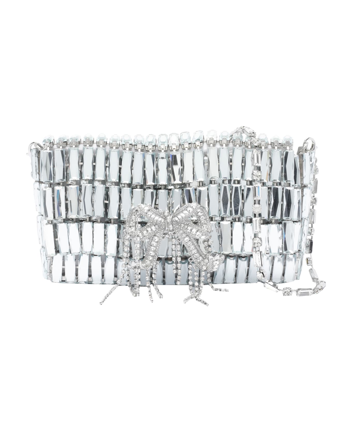self-portrait Mini Crystals Bow Shoulder Bag - Silver