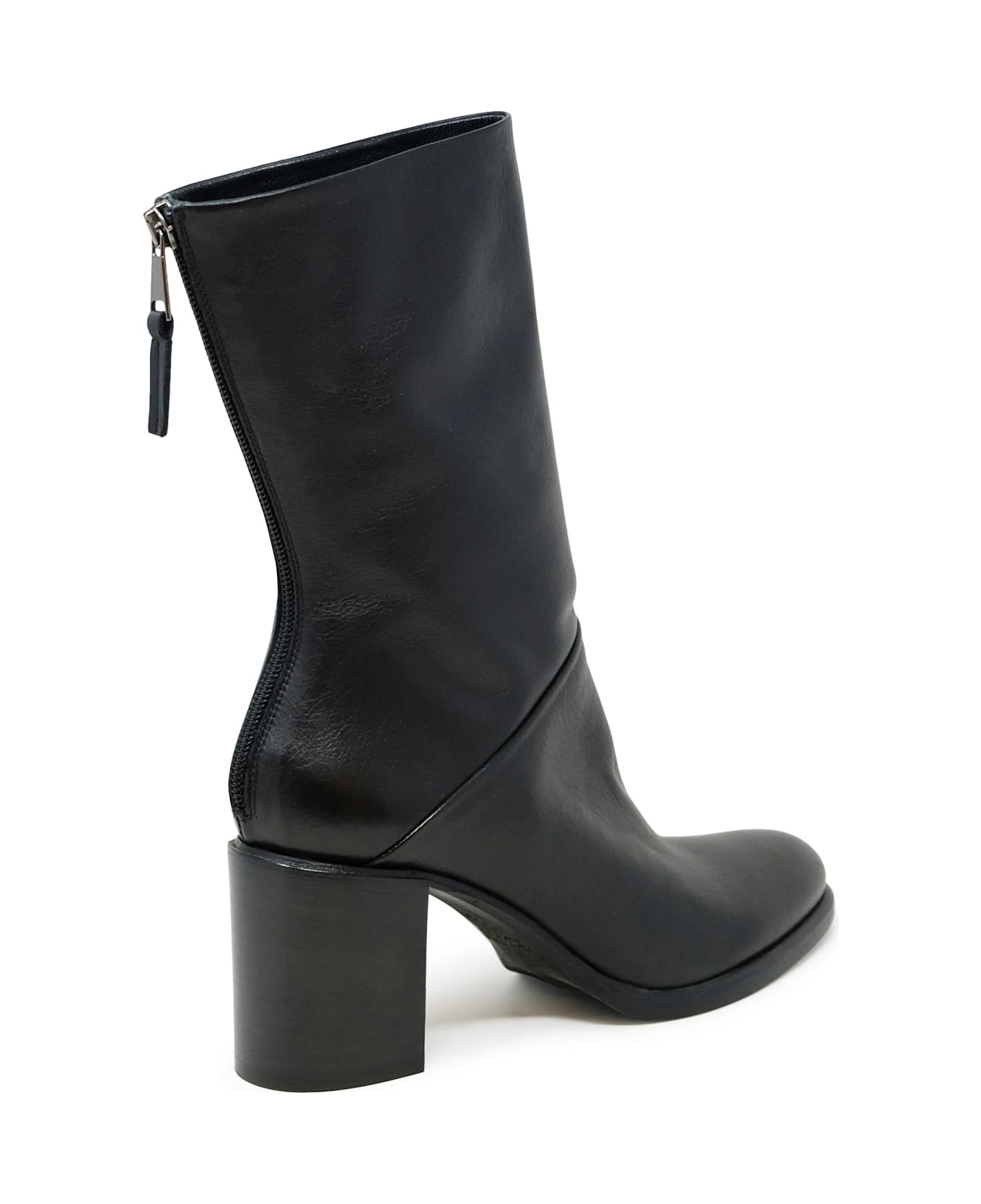 Elena Iachi Black Leather Ankle Boots - BLACK ブーツ
