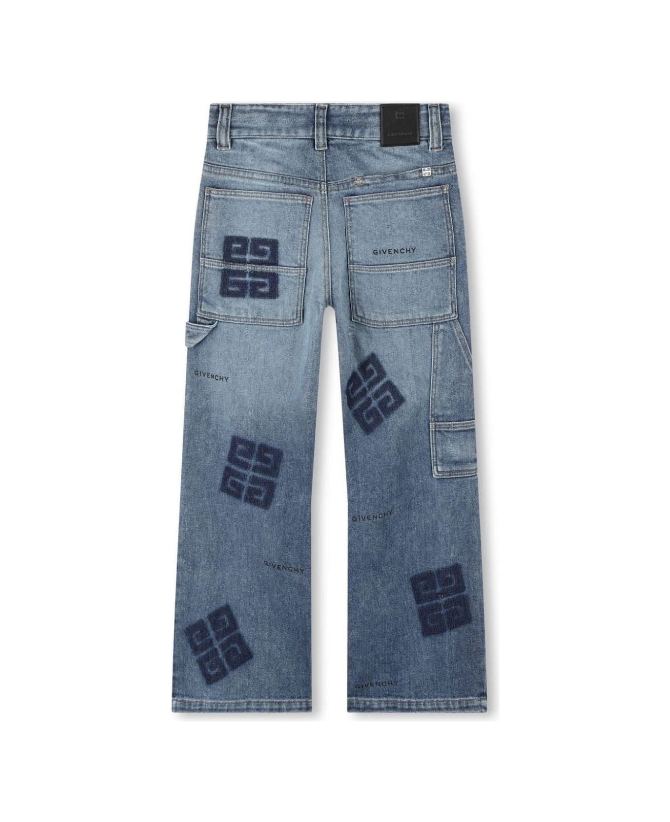 Givenchy Straight Leg Jeans In Denim With 4g Print - Blue ボトムス