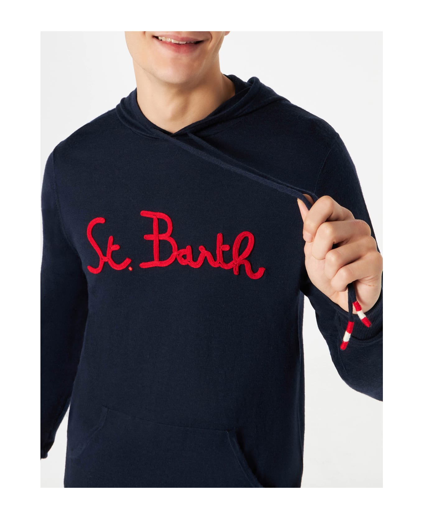 MC2 Saint Barth Man Navy Blue Hoodie Sweatshirt - BLUE