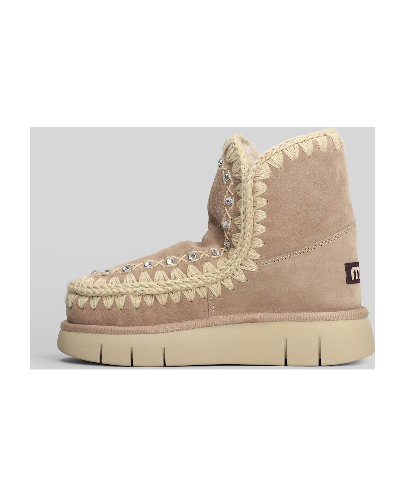 Mou Bounce Boot High Heels Ankle Boots In Camel Suede - Camel