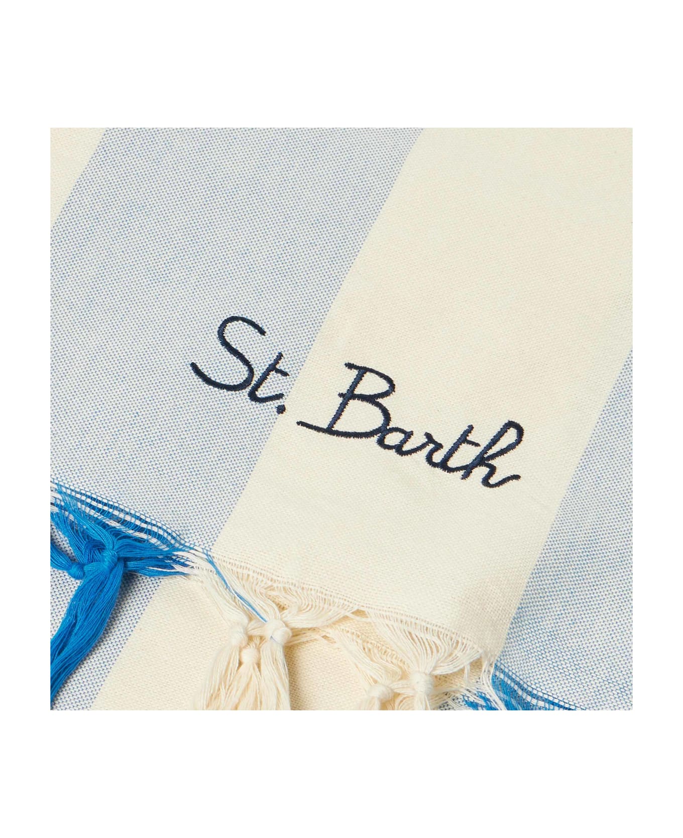 MC2 Saint Barth Fouta Lightweight With White And Blue Stripes - BLUE