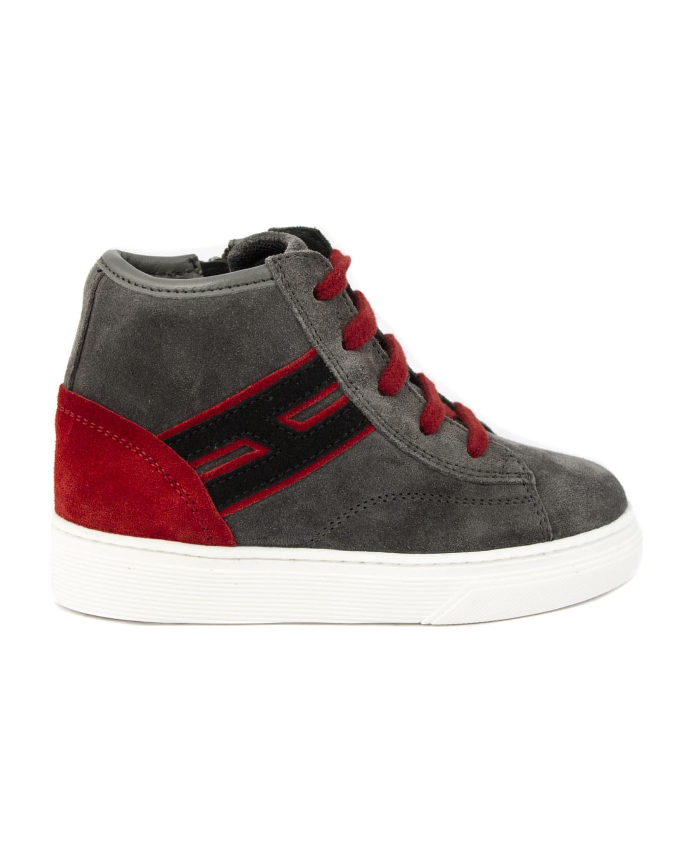 Hogan High Top Sneakers H365 In Grey - Grigio+rosso