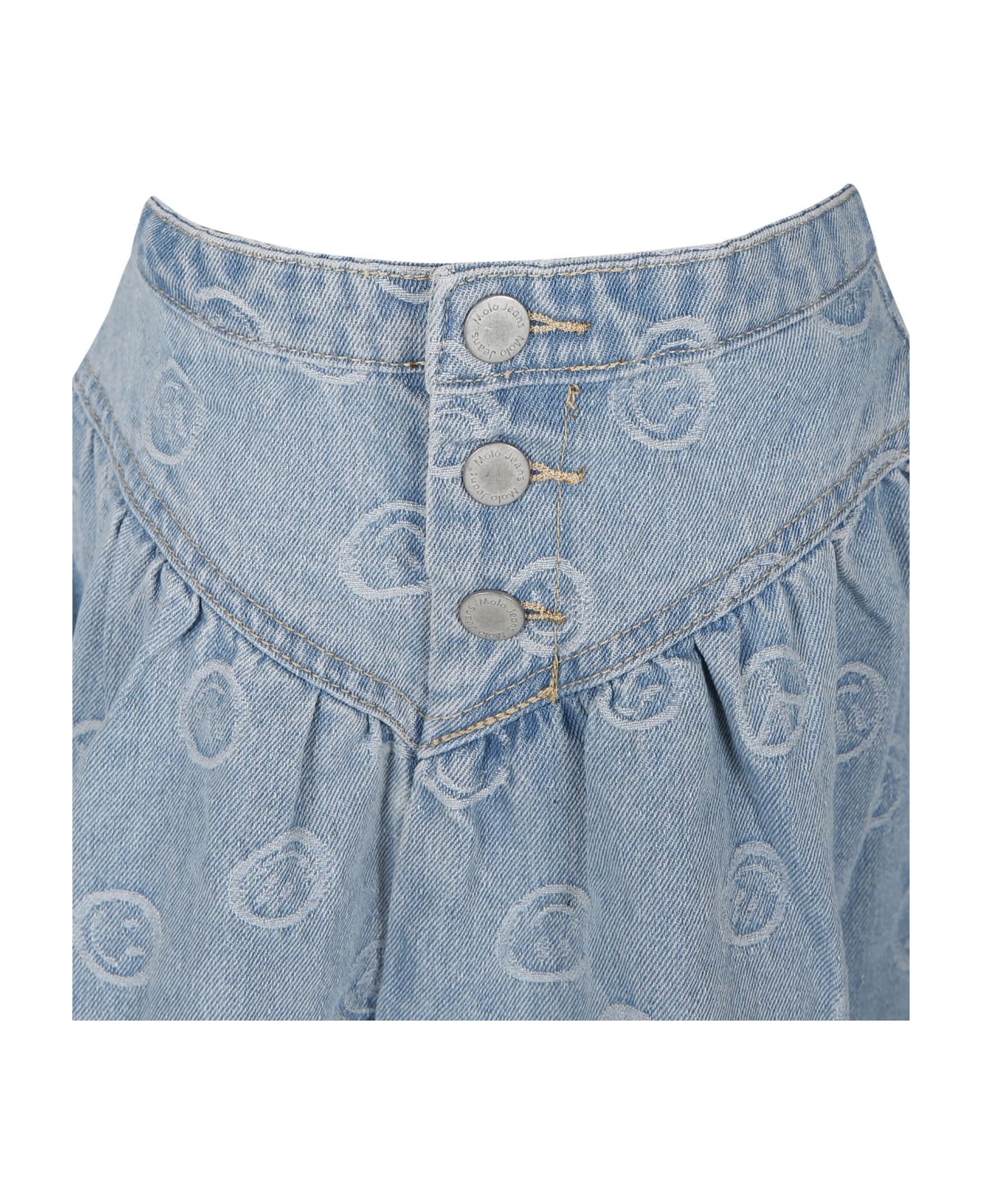 Molo Casual Denim Skirt Betsy For Girl With Smiles - Denim