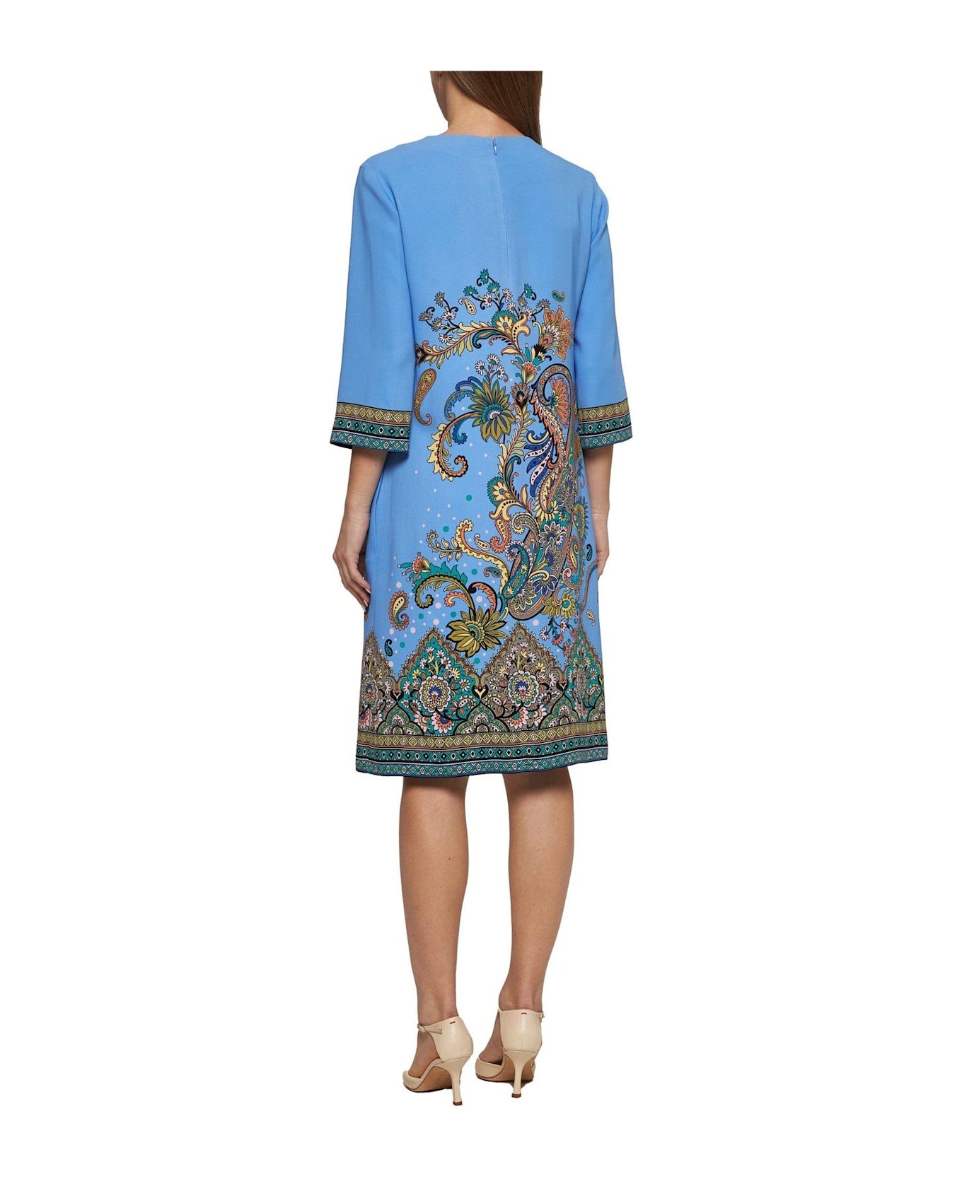 Etro Floral-printed Dress - Clear Blue