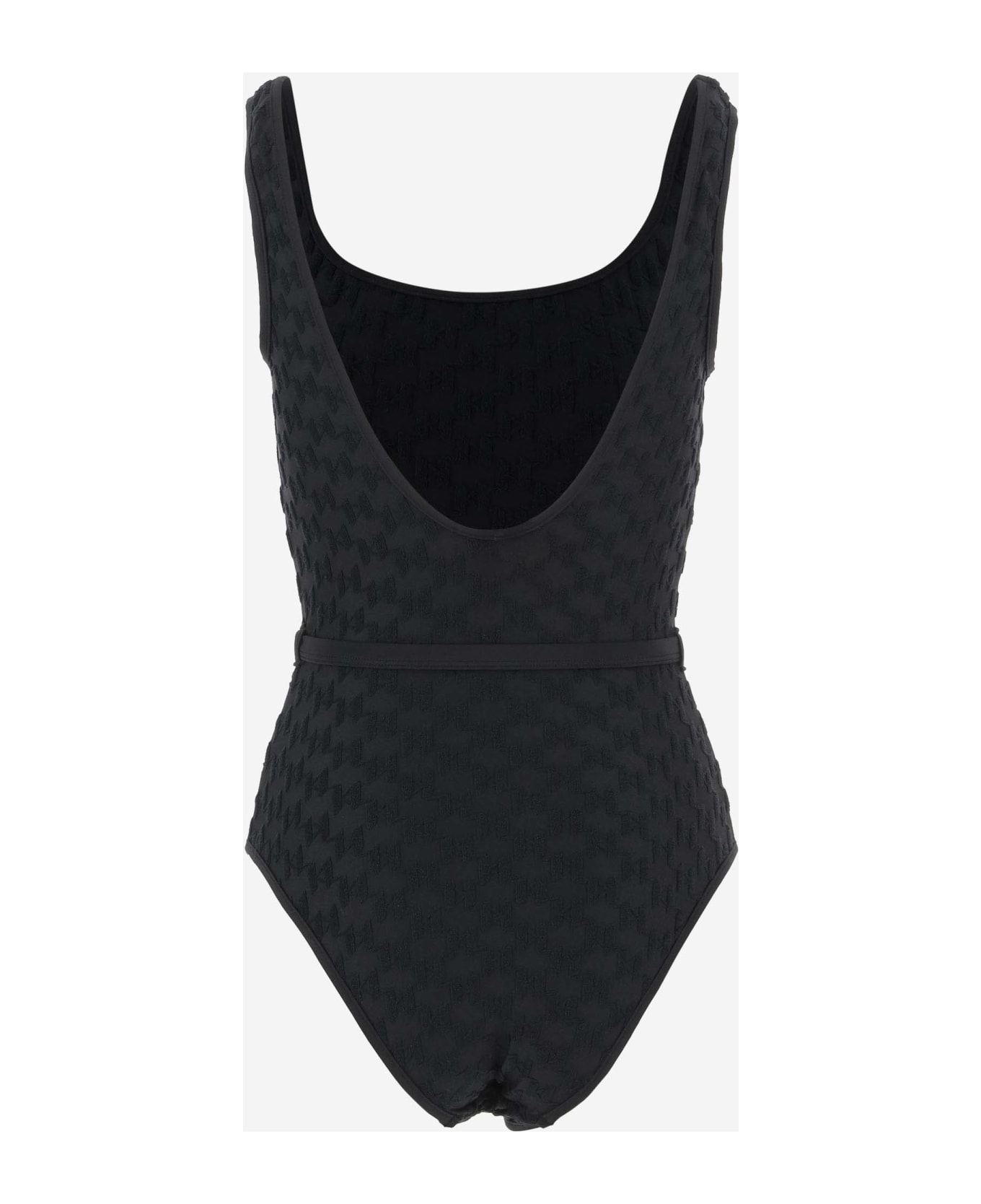 Karl Lagerfeld One-piece Swimsuit With Logo - Black