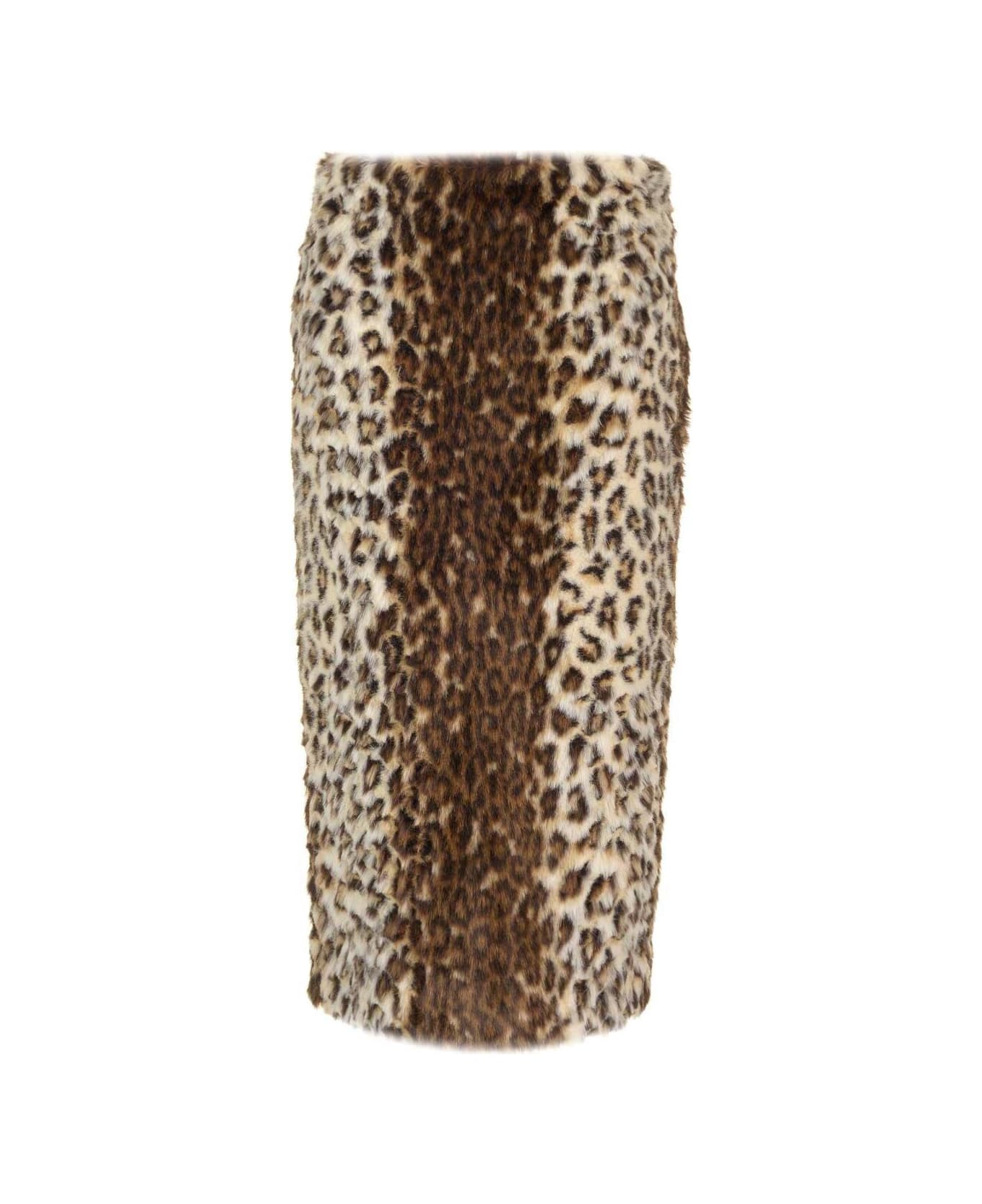 Alexander McQueen Leopard Jacquard Pencil Skirt - Beige