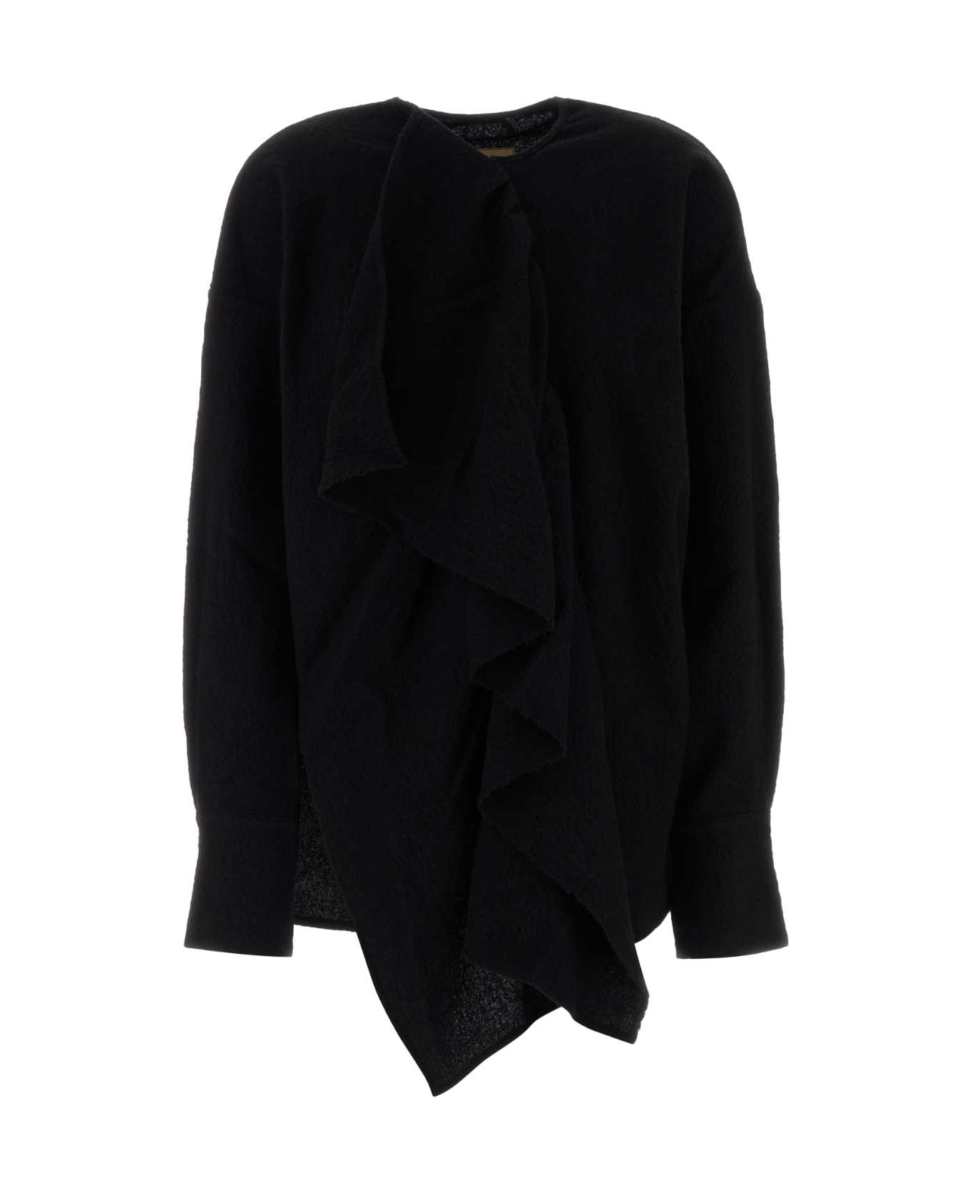 Uma Wang Black Wool Tumble Blouse - BLACK