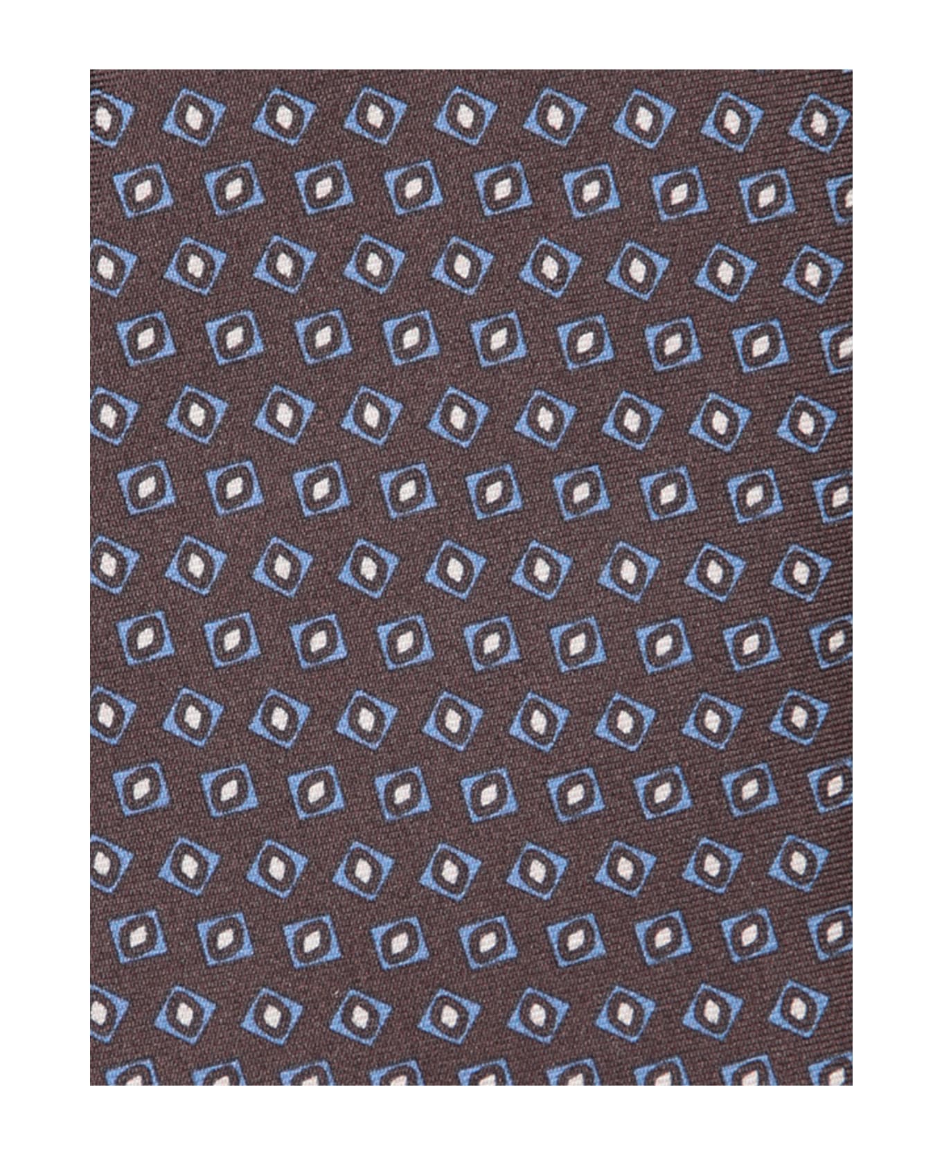 Canali Geometric Blue/beige Tie - Beige