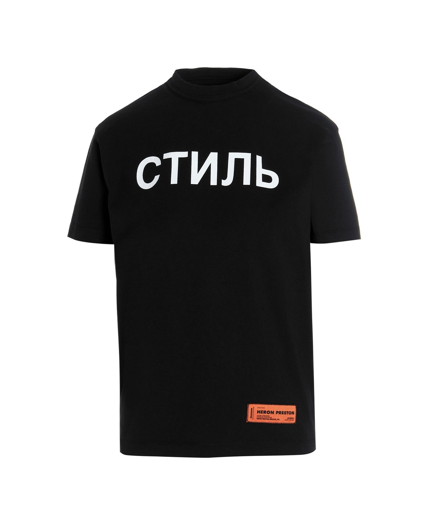 HERON PRESTON Logo Patch Crewneck T-shirt - Black