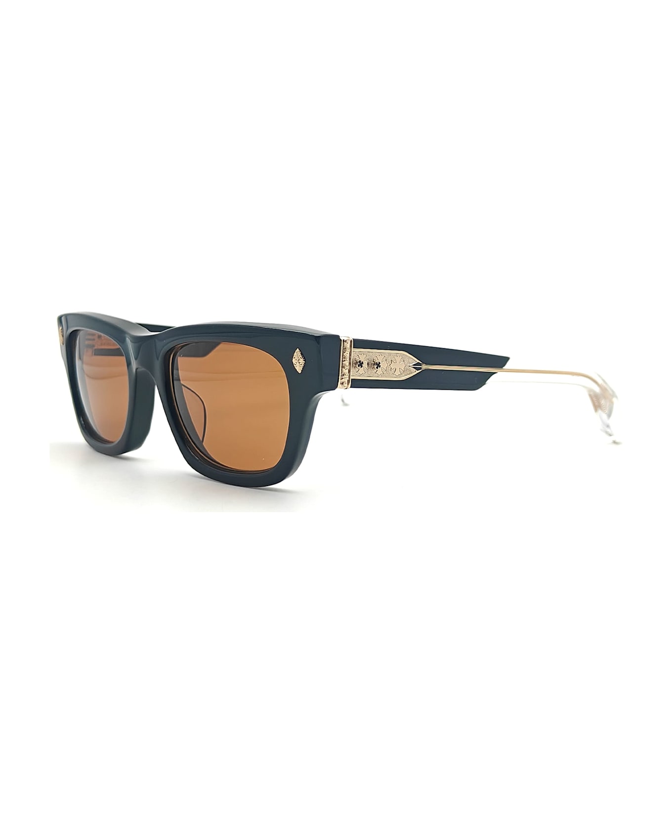 Chrome Hearts Dick Fitzener - Black / Black Crystal / 18k Gold Sunglasses - Black/gold