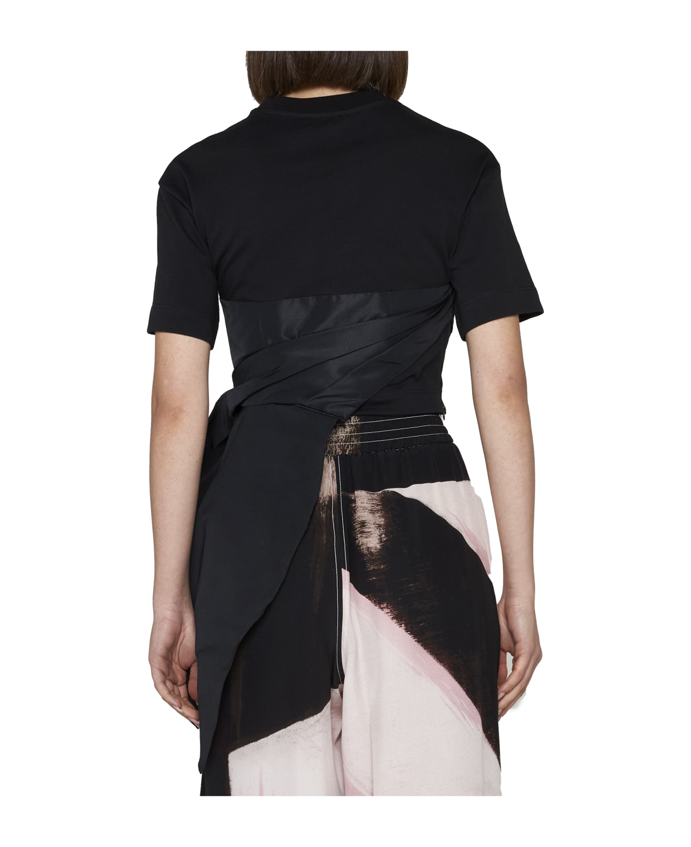 Alexander McQueen Asymmetric Round Neck Top - Black Tシャツ