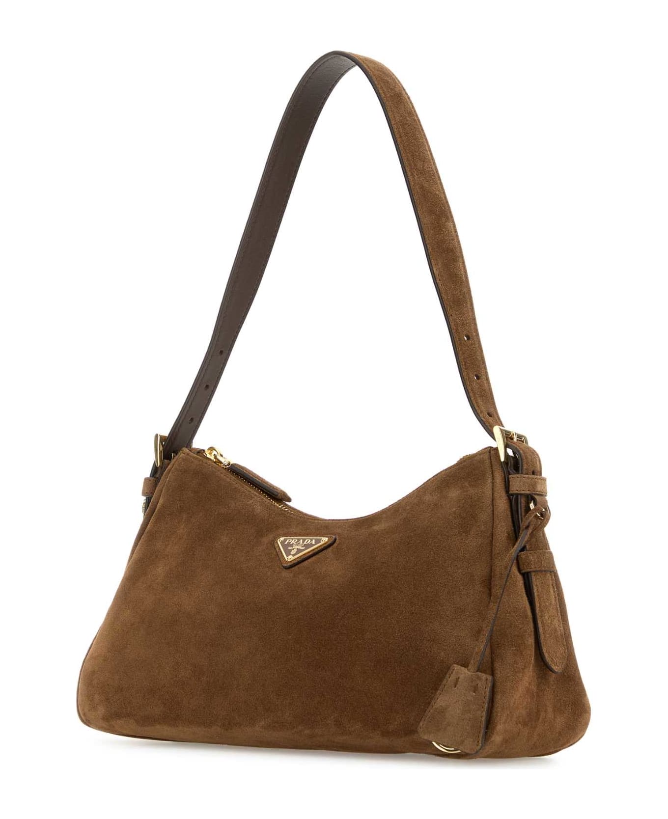 Prada Brown Suede Medium Aimã©e Shoulder Bag - CACAO
