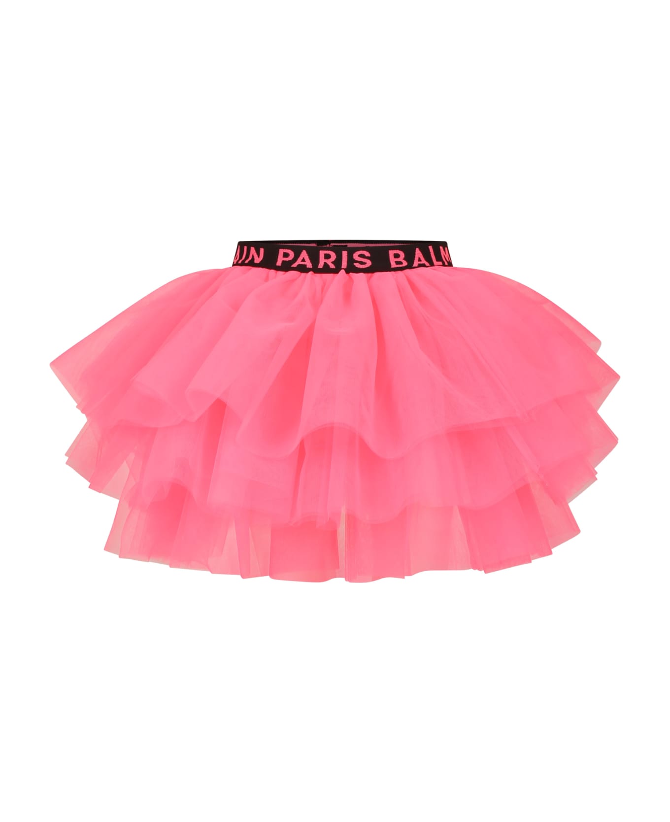Balmain Fuchsia Skirt For Girl With Logo - Fuchsia