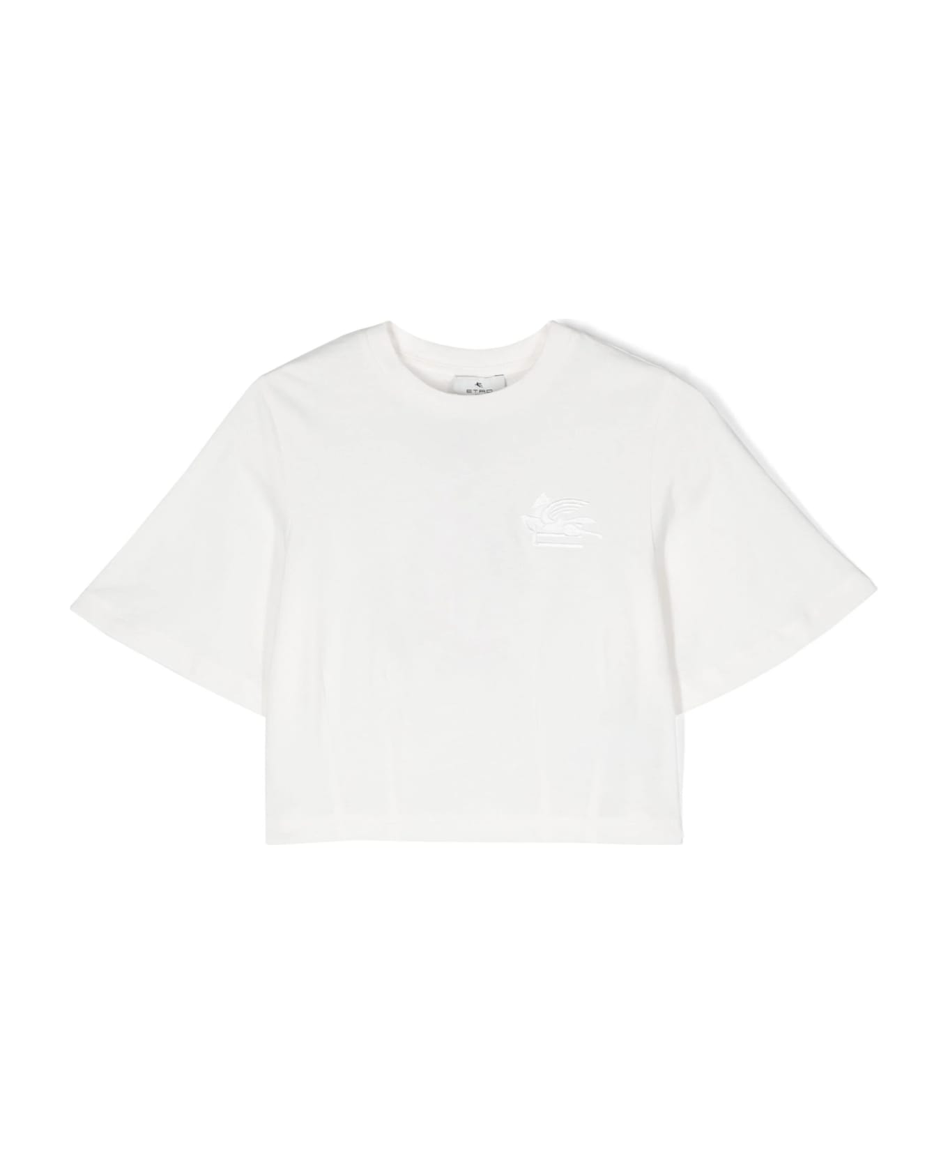 Etro White Crop T-shirt With Etro Pegaso Logo - White Tシャツ＆ポロシャツ