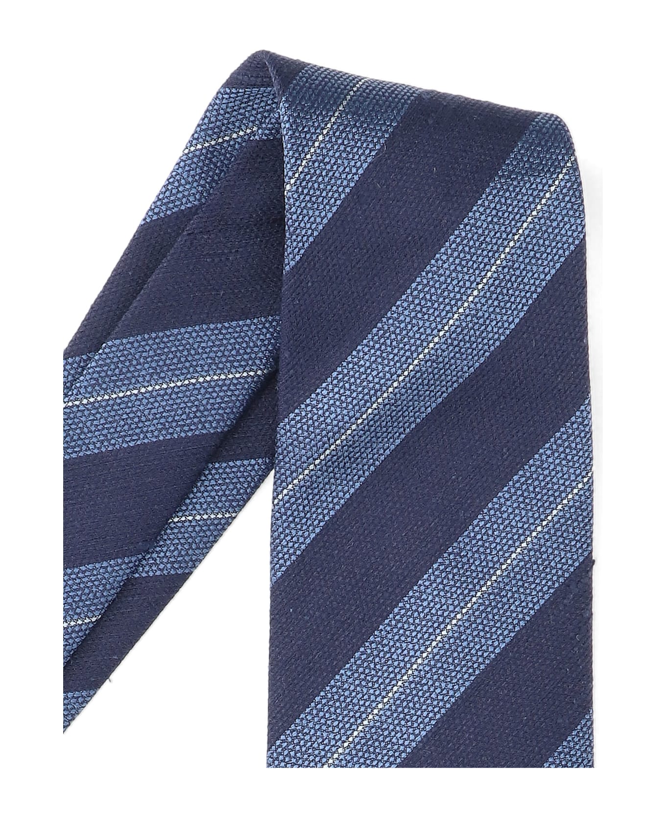 Cesare Attolini Striped Tie - Blue ネクタイ