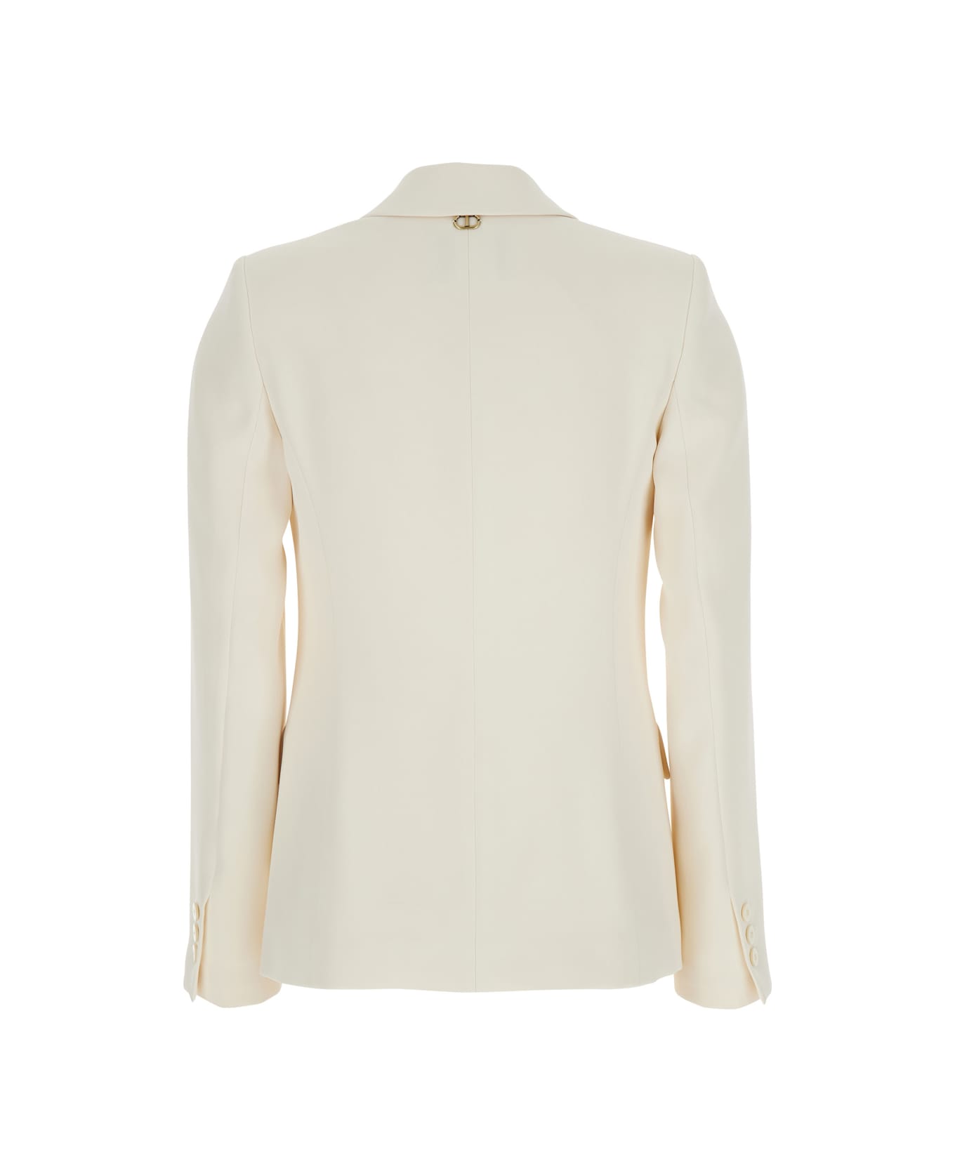 TwinSet Beige Single-breasted Jacket With Notched Revers In Viscose Blend Stretch Woman - Beige