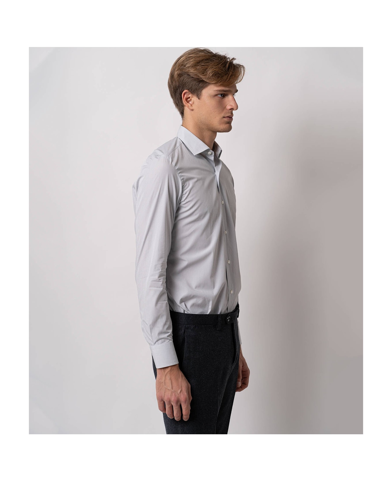 Larusmiani Tailored Cotton Shirt Mayfair Shirt - LightGray