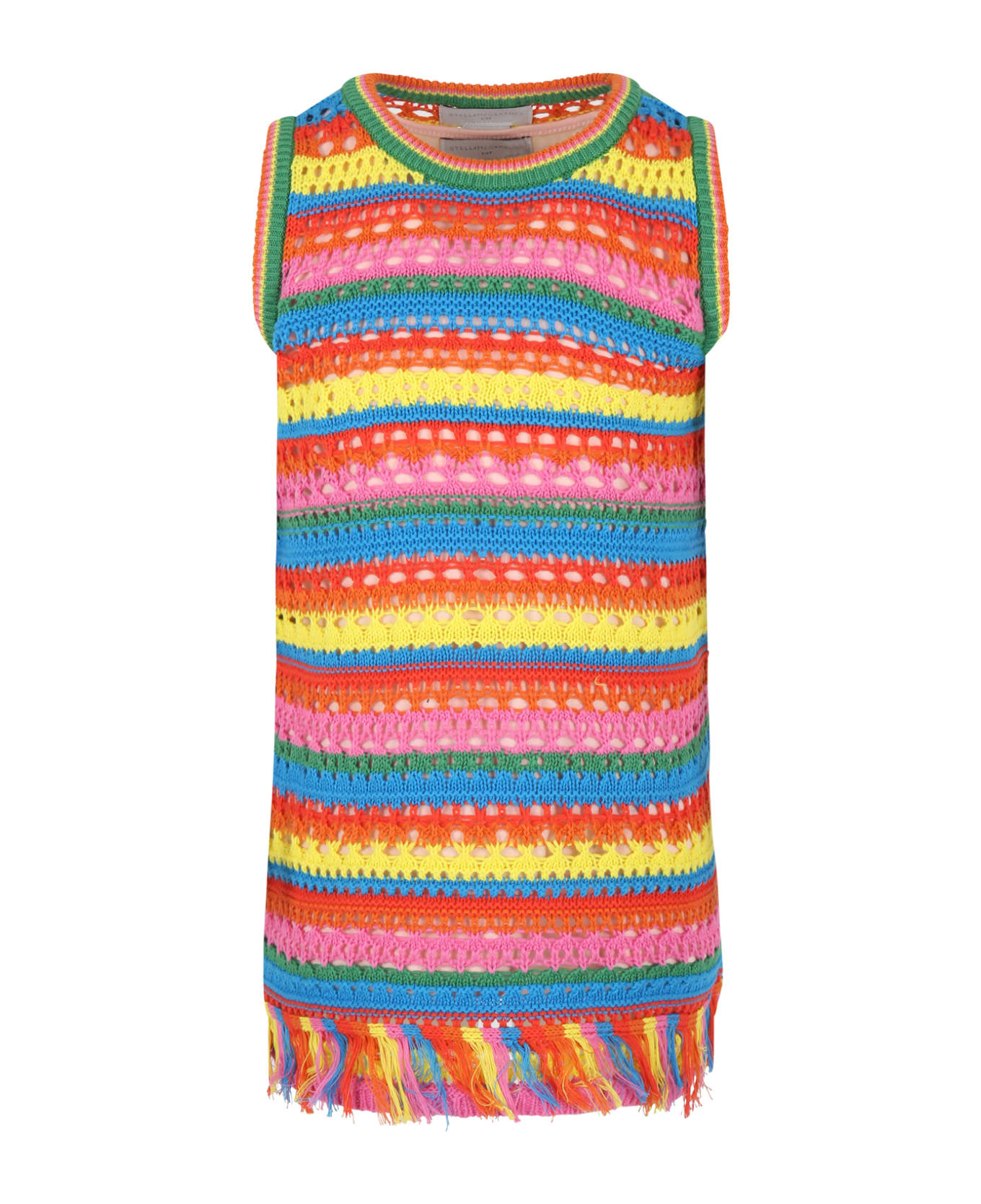 Stella McCartney Kids Multicolor Dress For Girl With Fringe - Multicolor ワンピース＆ドレス