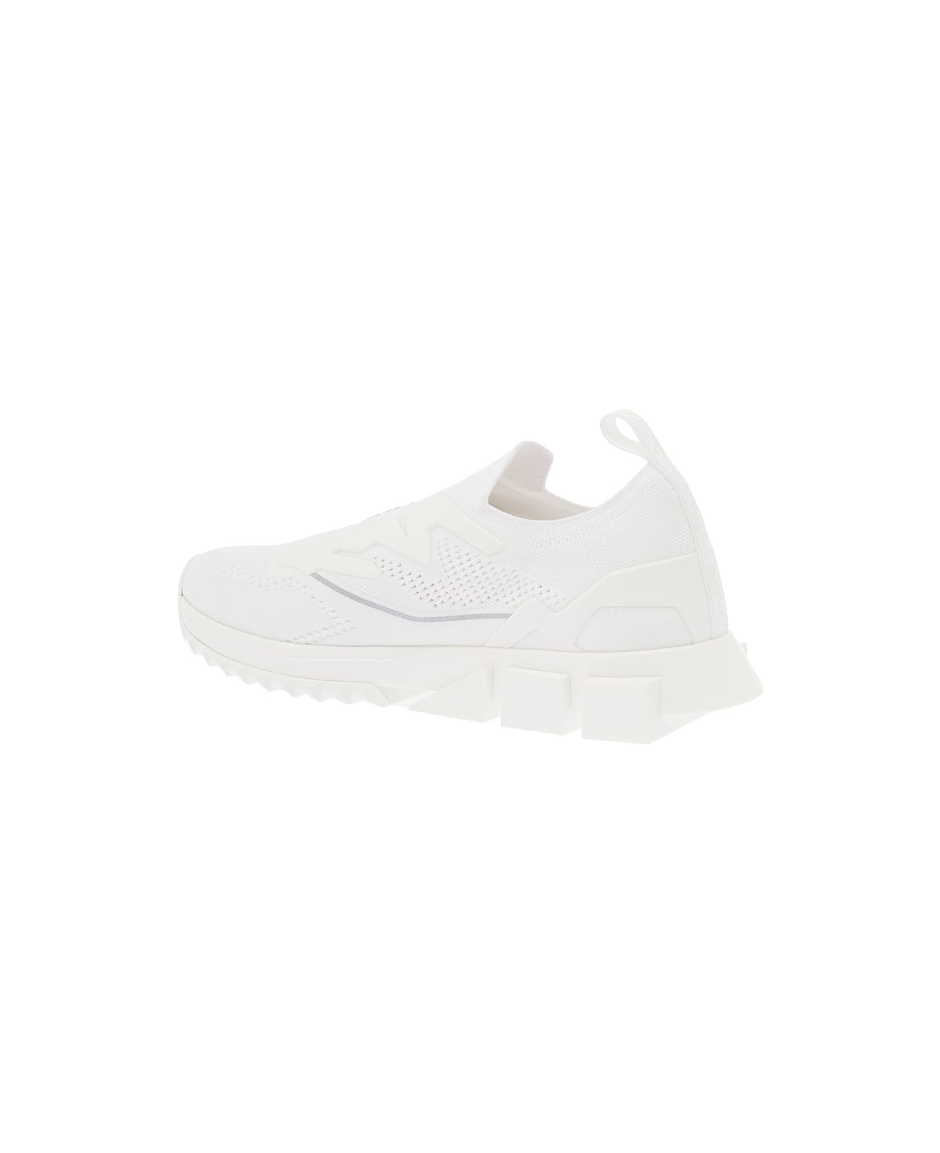 Dolce & Gabbana Woman's White Stretch Fabric Sneakers With  Logo - White
