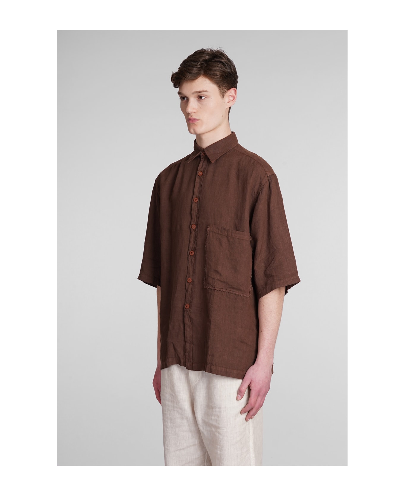 costumein Corfu Shirt In Brown Linen - brown シャツ