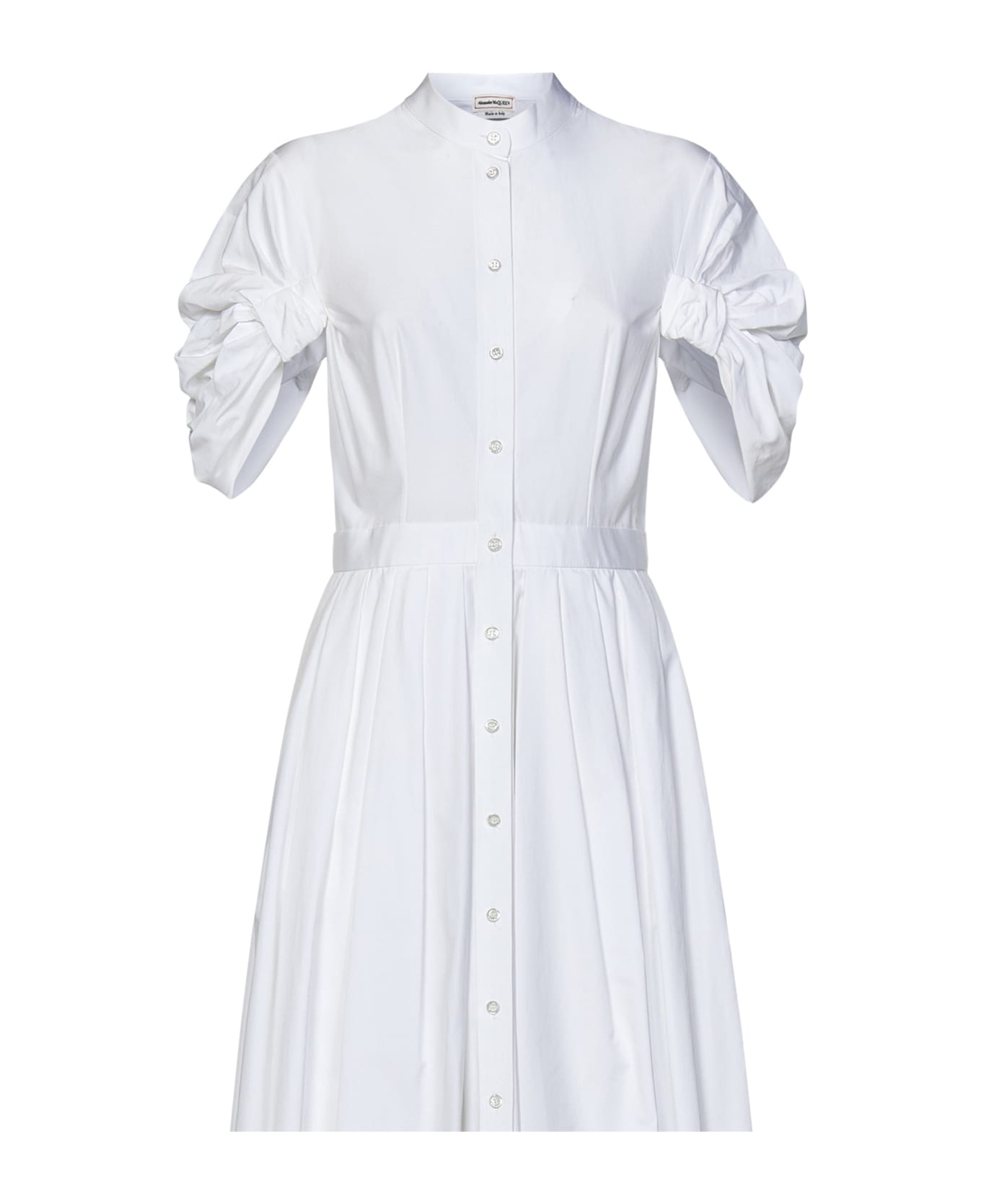 Alexander McQueen Short-sleeved Pleated Dress - White