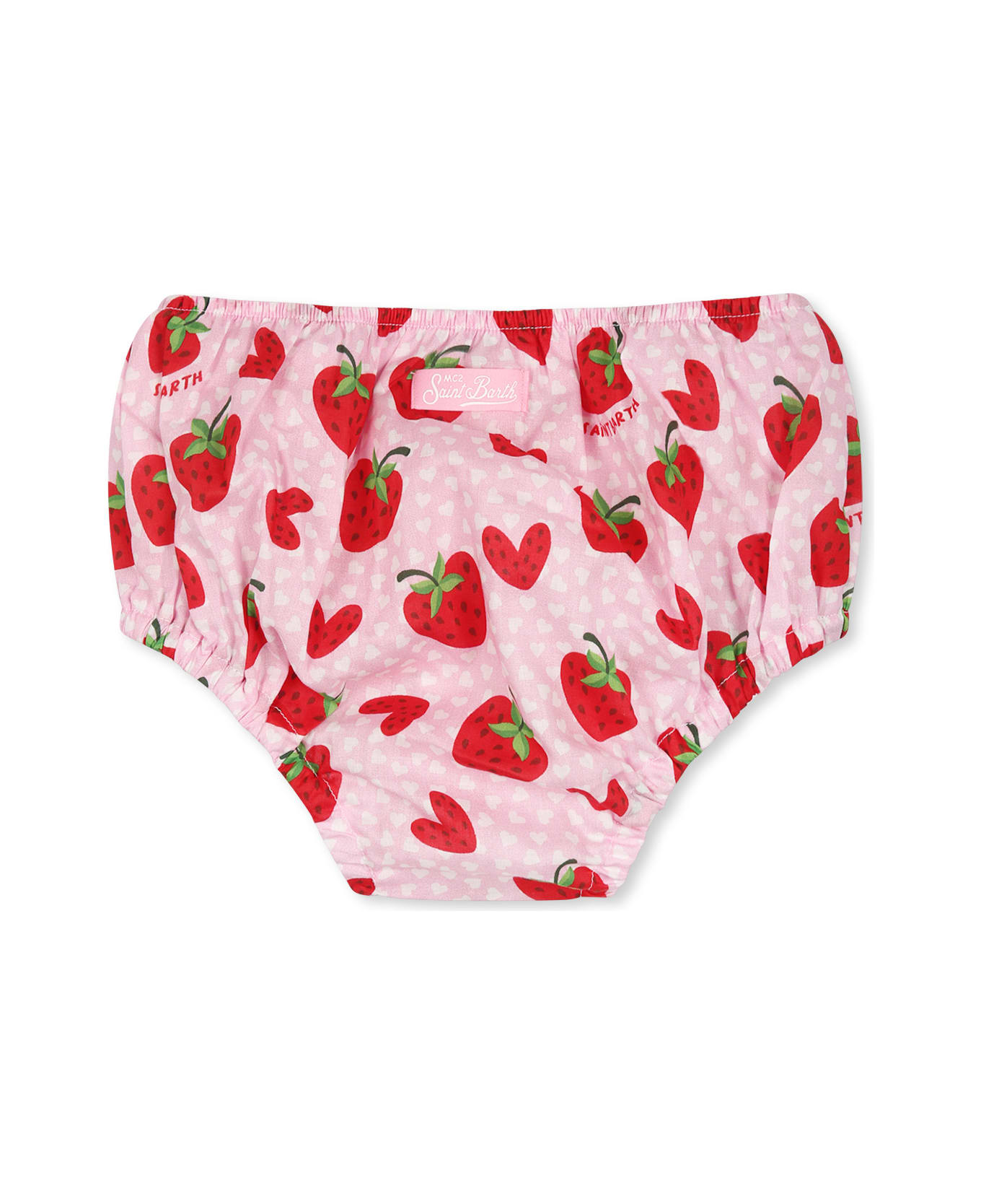 MC2 Saint Barth Pink Briefs For Baby Girl With Strawberry Print - Pink