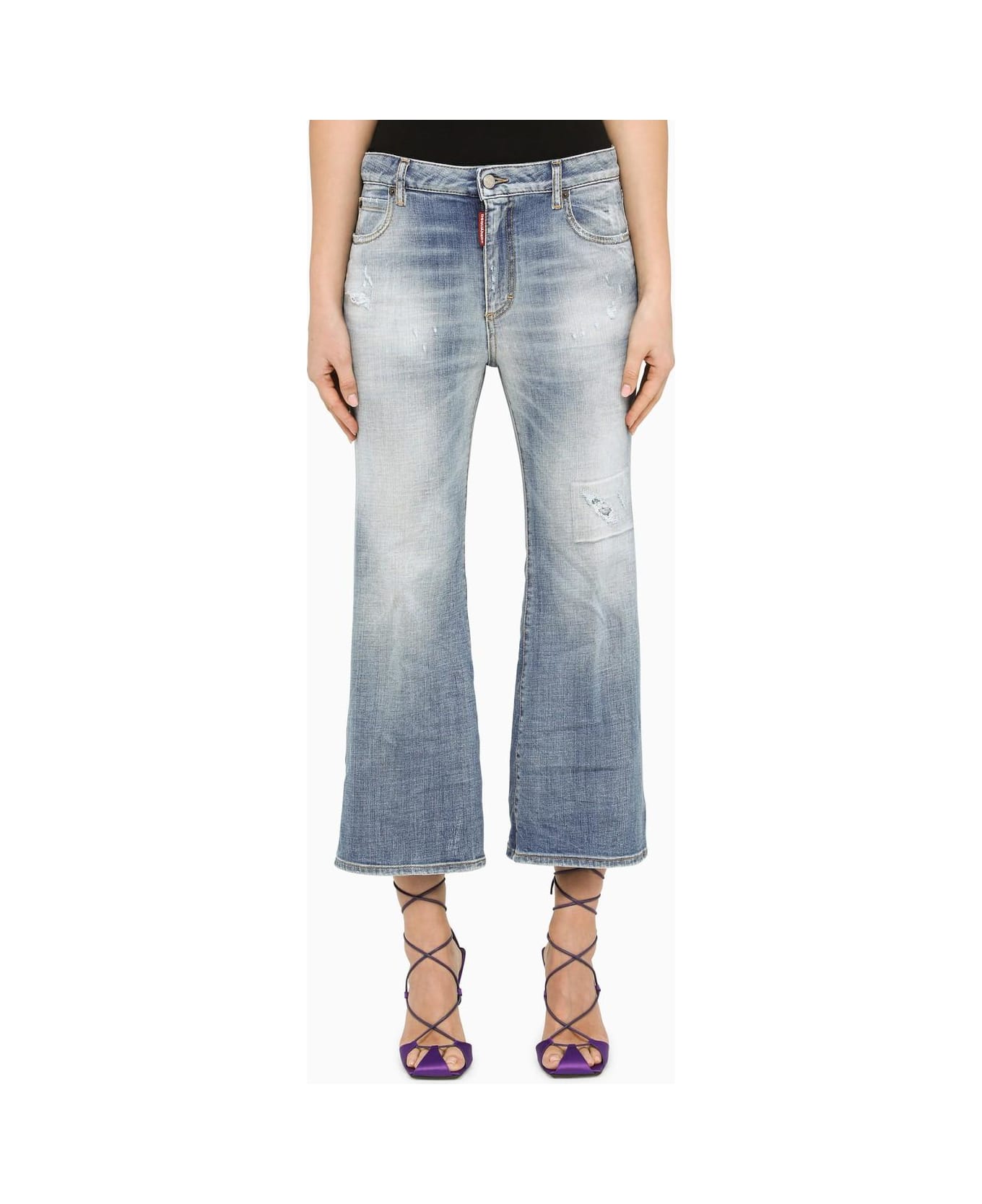 Dsquared2 Washed Blue Cropped Jeans - Navy Blue
