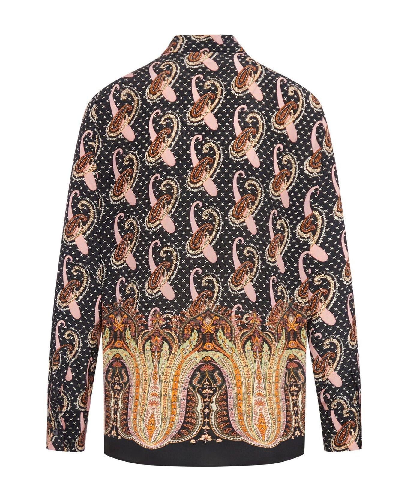 Etro All-over Patterned Long-sleeved Shirt - Black