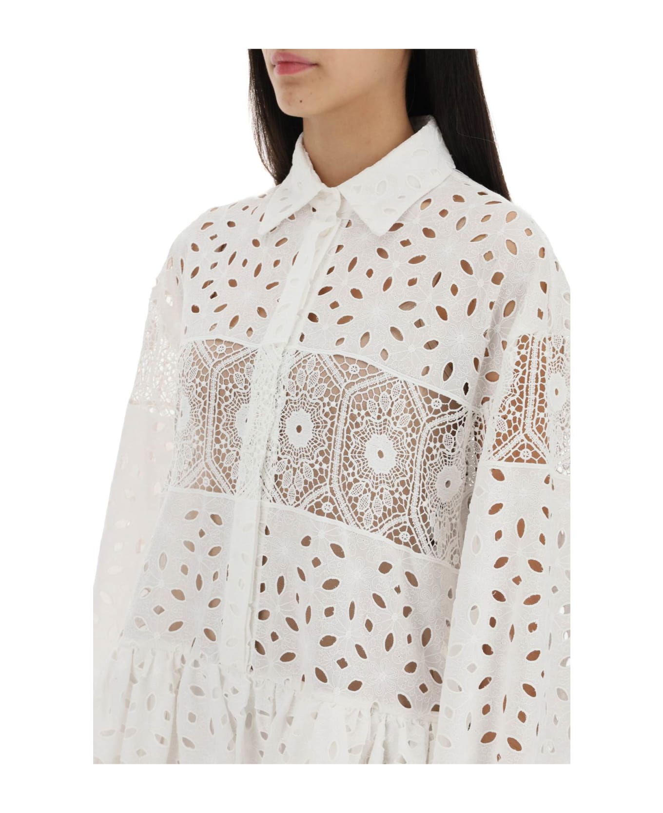Raquel Diniz Broderie Anglaise Chemisier Dress - FLORAL WHITE (White) ワンピース＆ドレス
